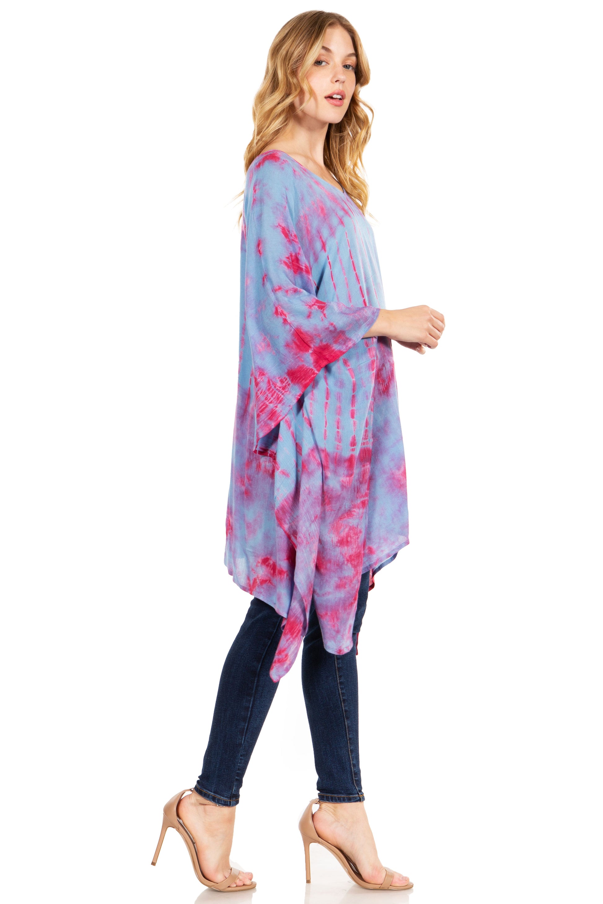 Sakkas Adalwin Desert Sun Lightweight Circle Ponch Tunic Top Blouse W / Embroidery - Concordia Style Boutique