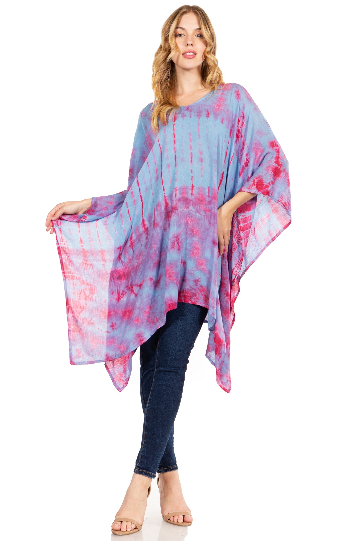 Sakkas Adalwin Desert Sun Lightweight Circle Ponch Tunic Top Blouse W / Embroidery - Concordia Style Boutique