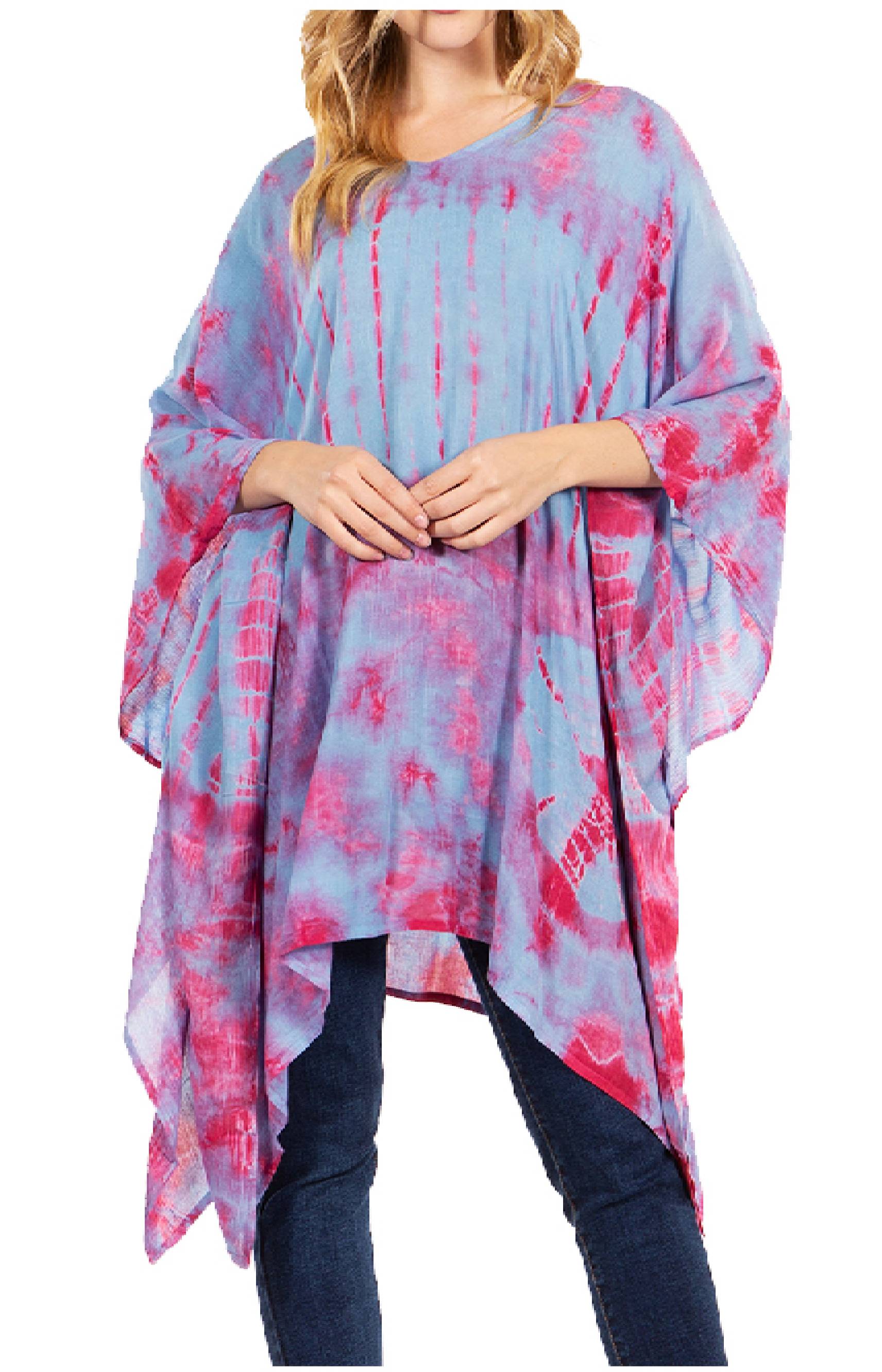 Sakkas Adalwin Desert Sun Lightweight Circle Ponch Tunic Top Blouse W / Embroidery - Concordia Style Boutique