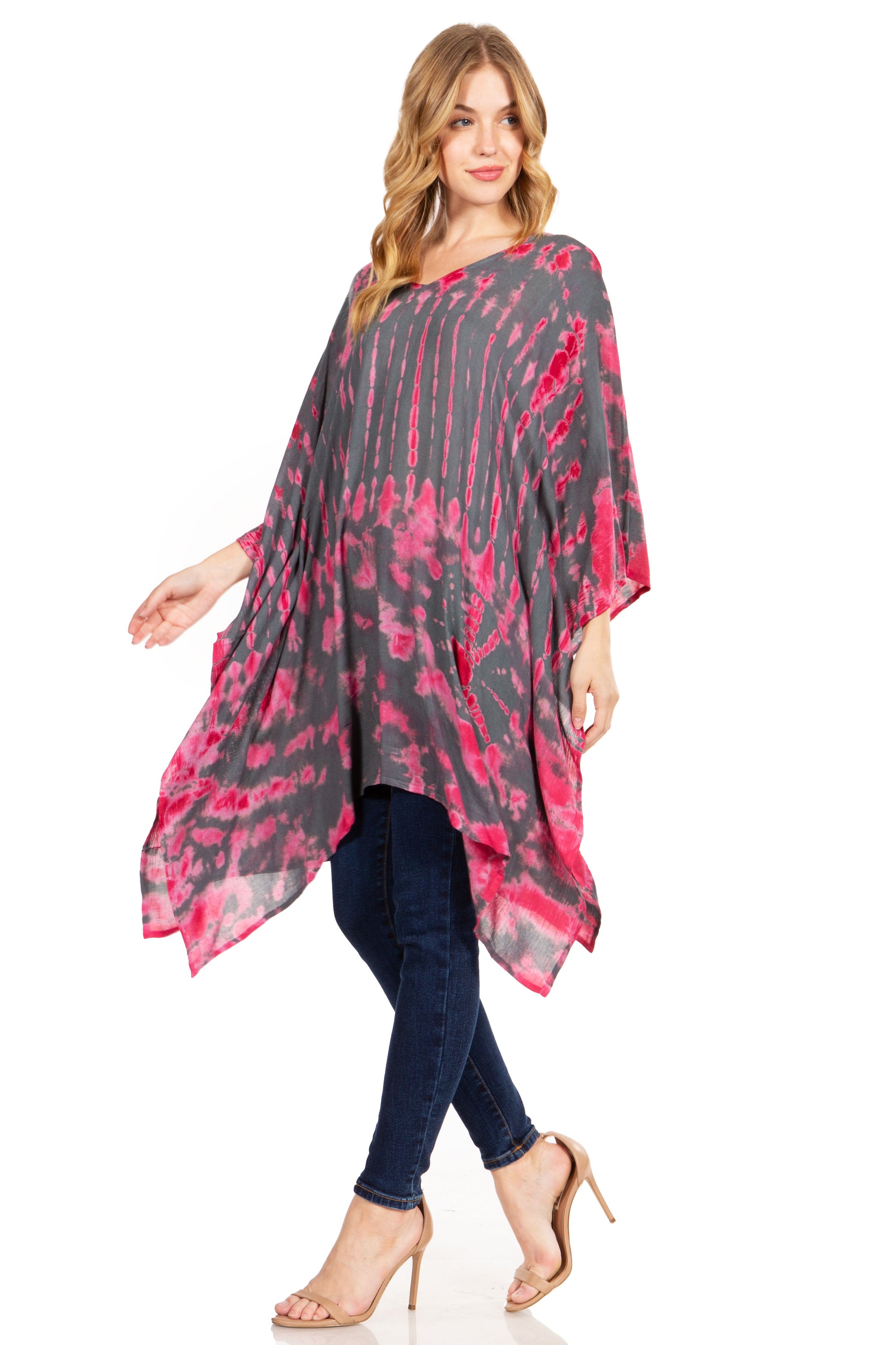 Sakkas Adalwin Desert Sun Lightweight Circle Ponch Tunic Top Blouse W / Embroidery - Concordia Style Boutique