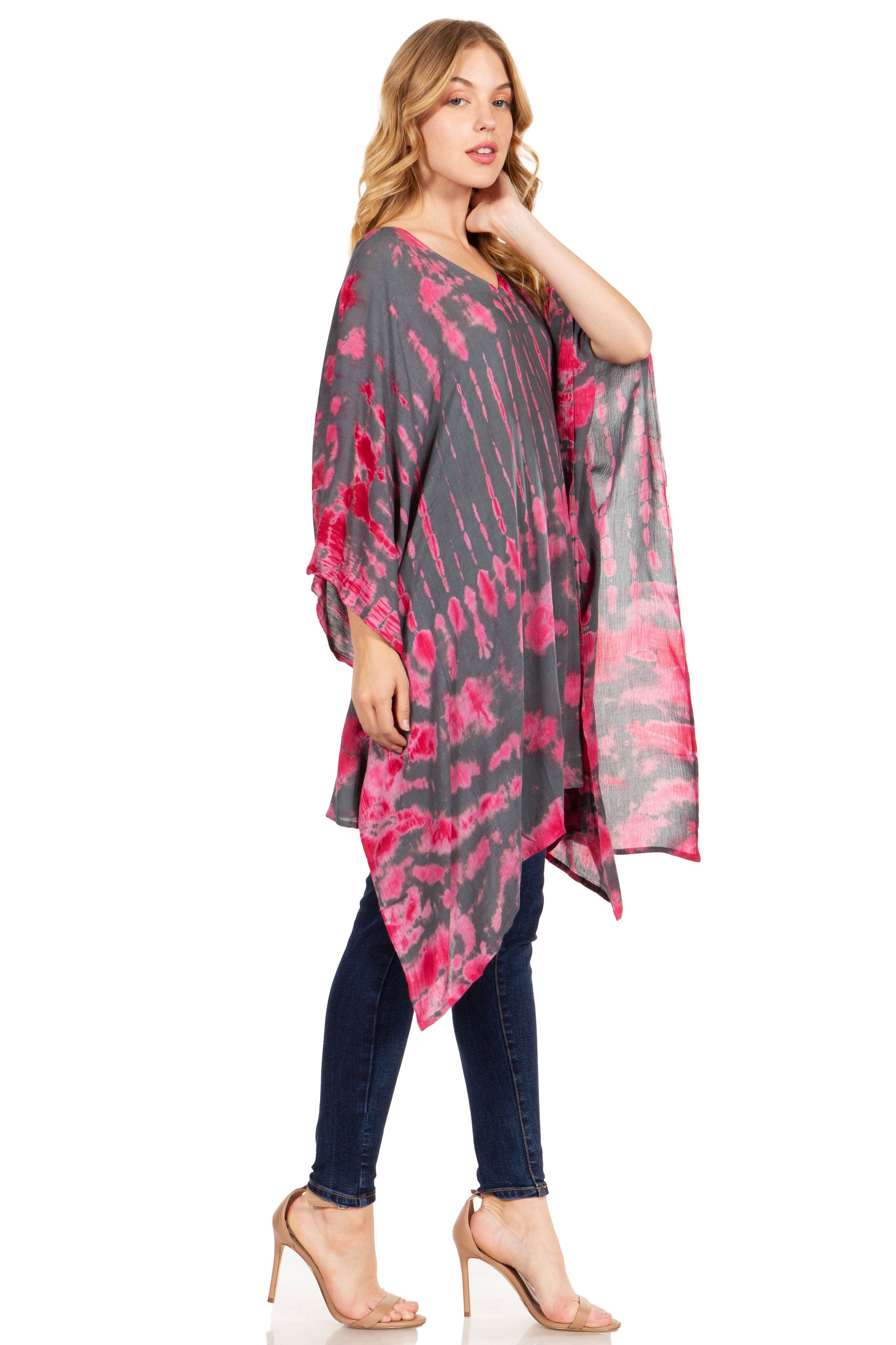 Sakkas Adalwin Desert Sun Lightweight Circle Ponch Tunic Top Blouse W / Embroidery - Concordia Style Boutique