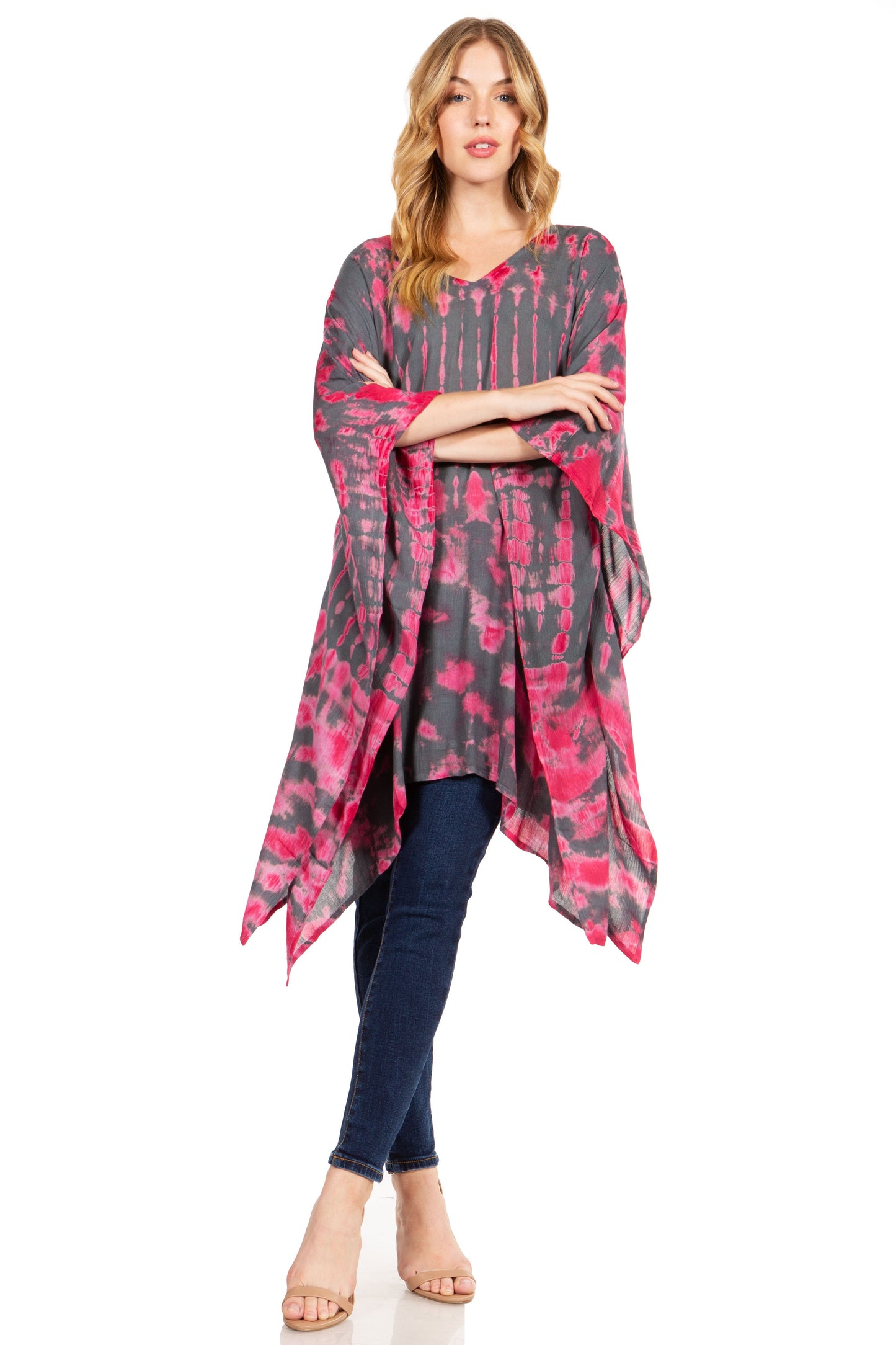 Sakkas Adalwin Desert Sun Lightweight Circle Ponch Tunic Top Blouse W / Embroidery - Concordia Style Boutique