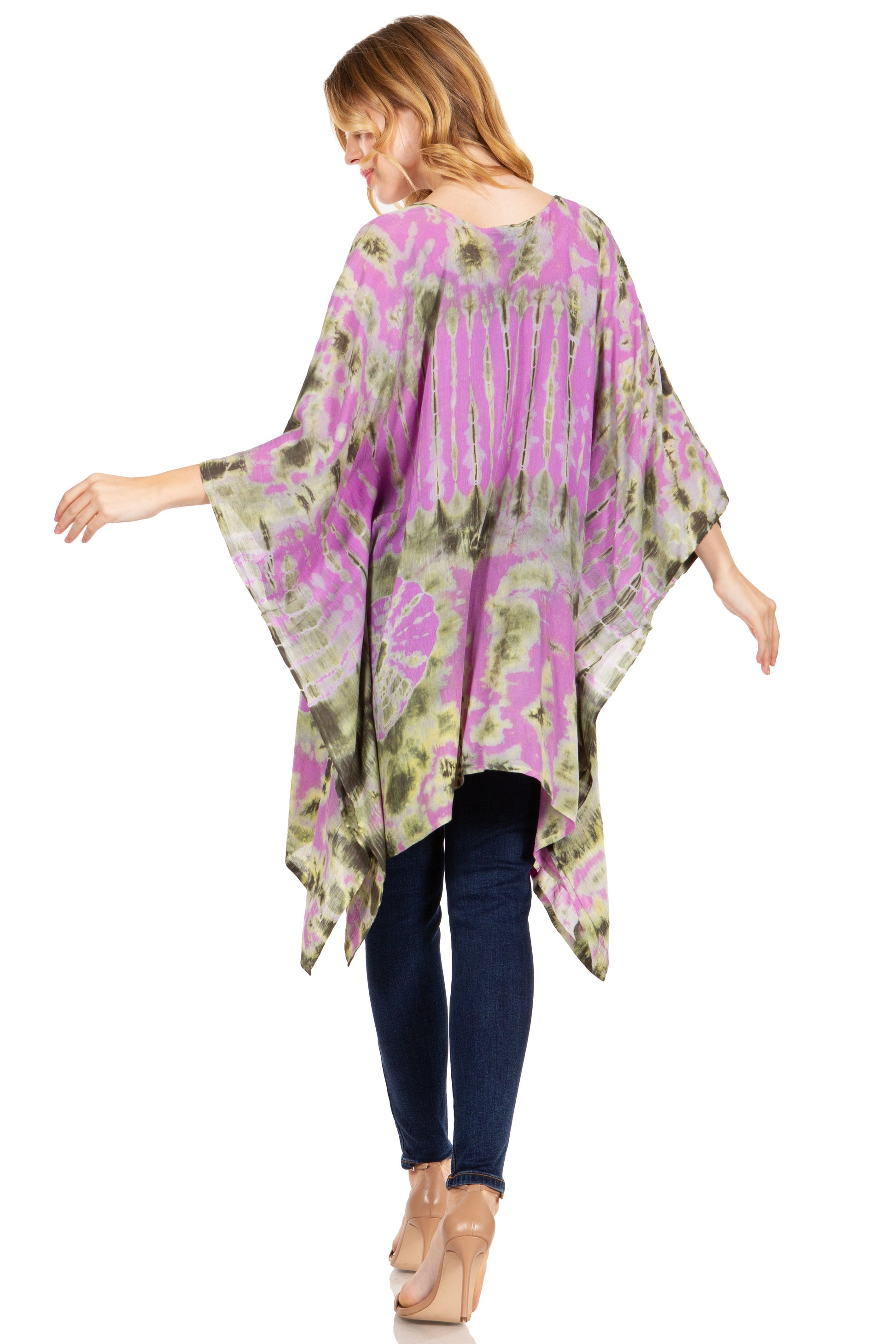 Sakkas Adalwin Desert Sun Lightweight Circle Ponch Tunic Top Blouse W / Embroidery - Concordia Style Boutique