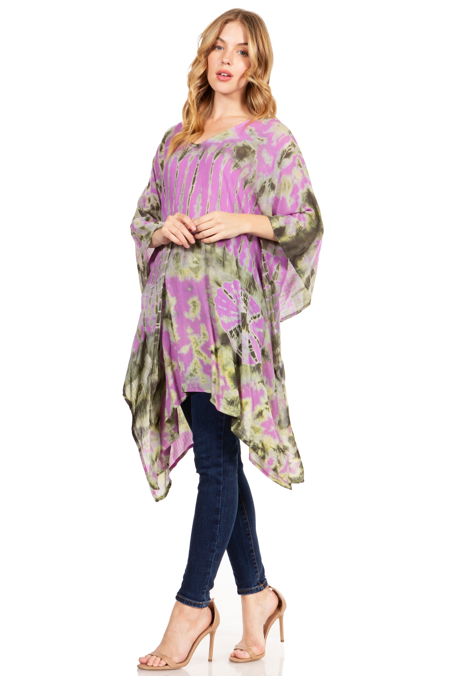 Sakkas Adalwin Desert Sun Lightweight Circle Ponch Tunic Top Blouse W / Embroidery - Concordia Style Boutique