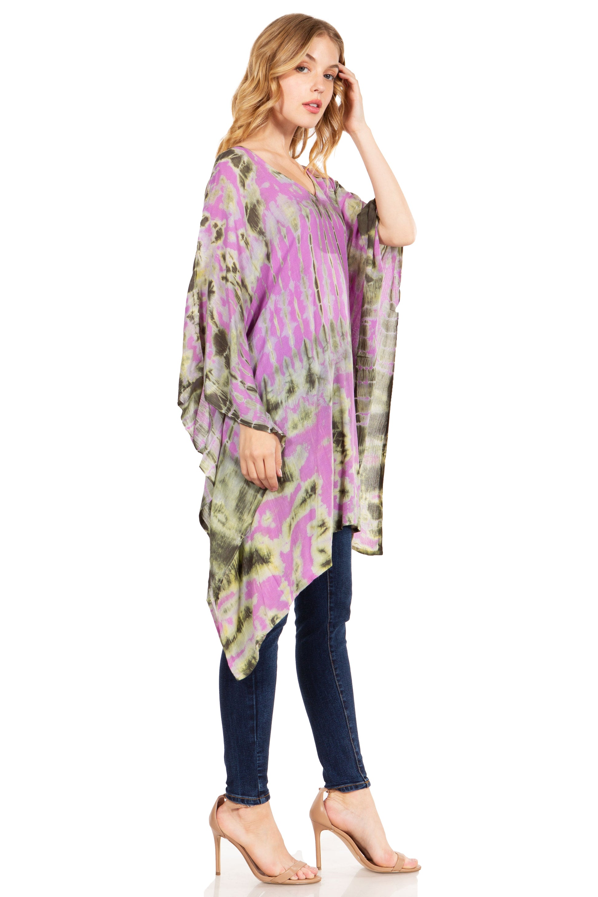 Sakkas Adalwin Desert Sun Lightweight Circle Ponch Tunic Top Blouse W / Embroidery - Concordia Style Boutique