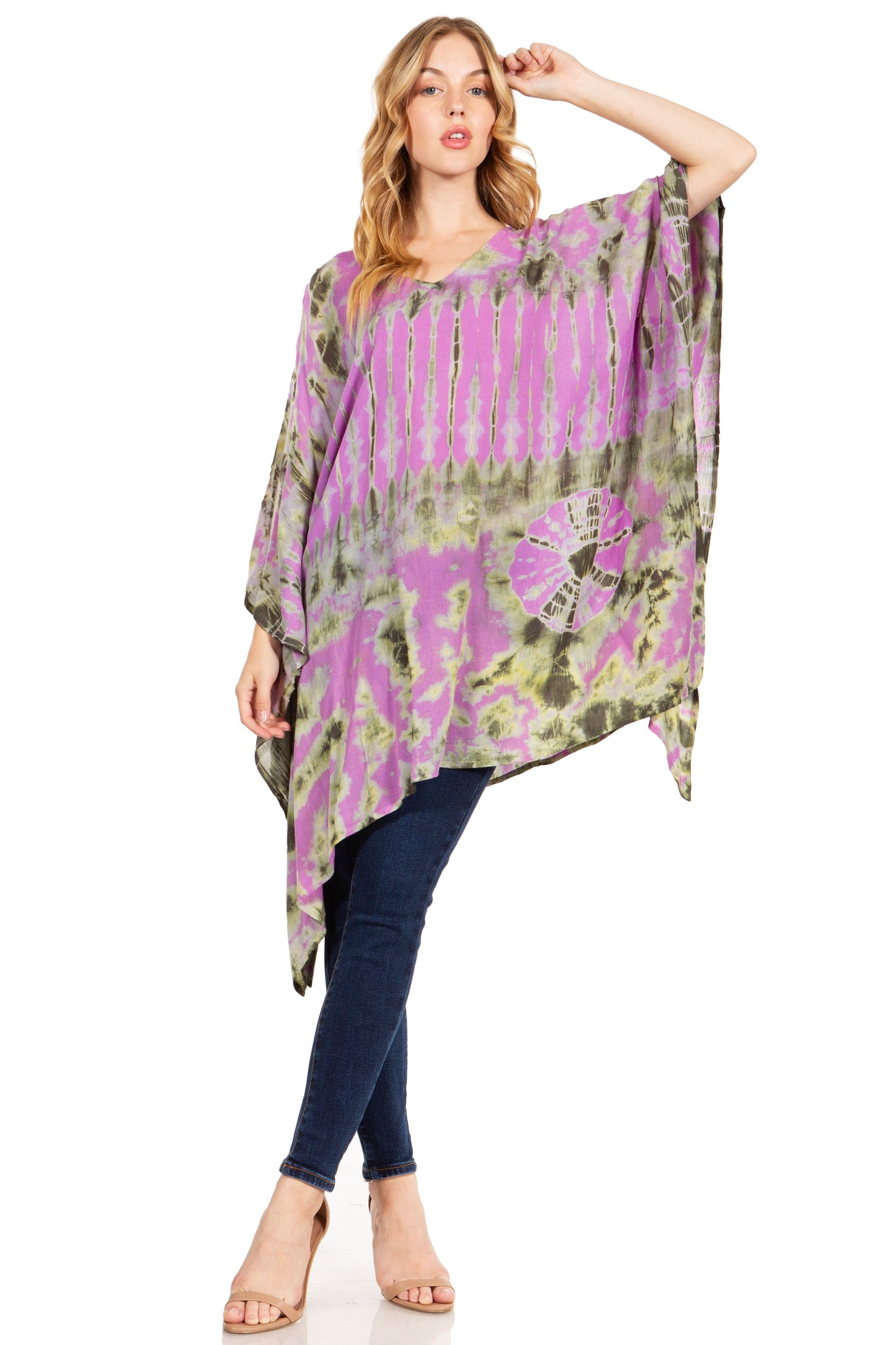 Sakkas Adalwin Desert Sun Lightweight Circle Ponch Tunic Top Blouse W / Embroidery - Concordia Style Boutique