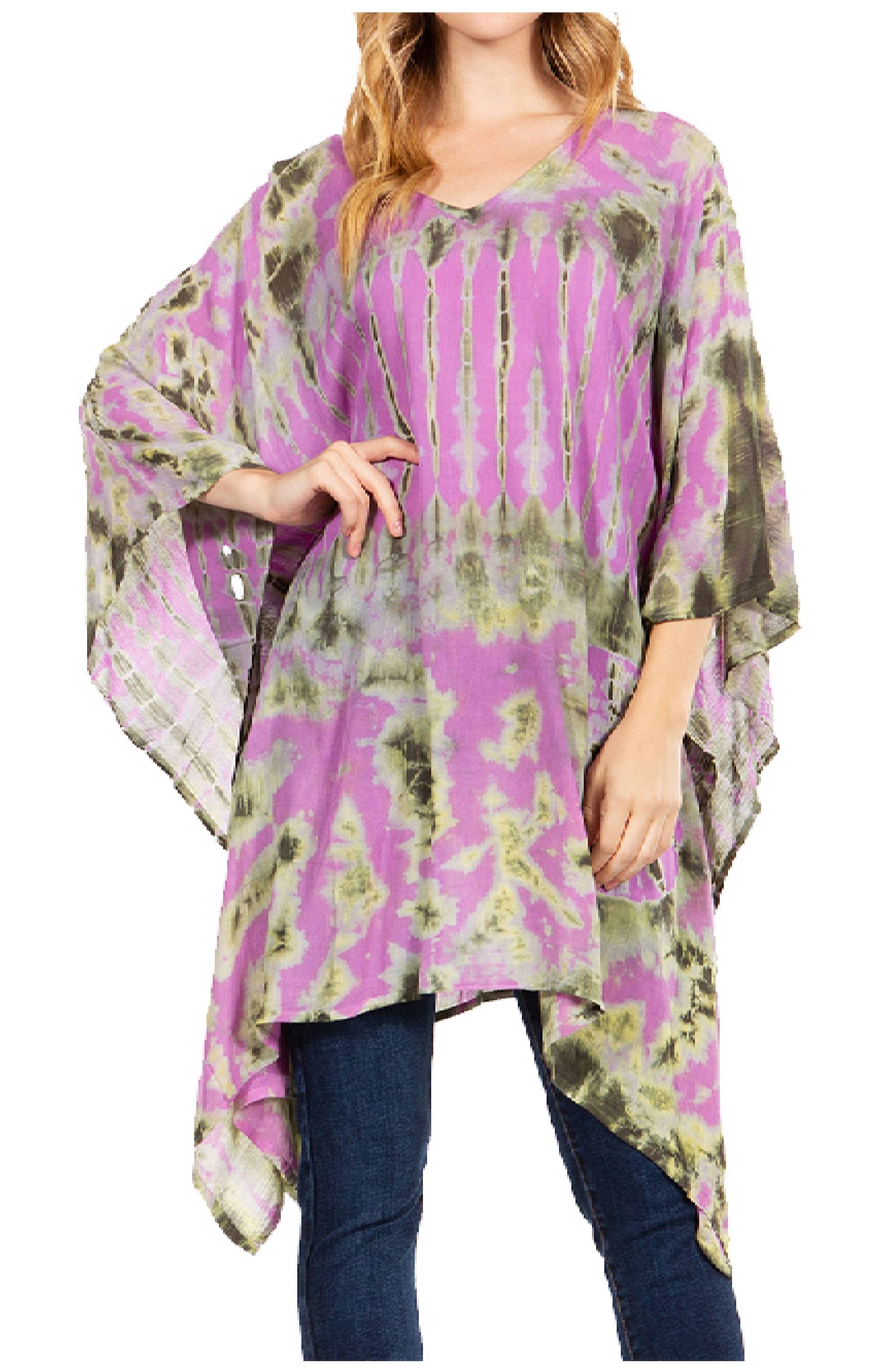Sakkas Adalwin Desert Sun Lightweight Circle Ponch Tunic Top Blouse W / Embroidery - Concordia Style Boutique