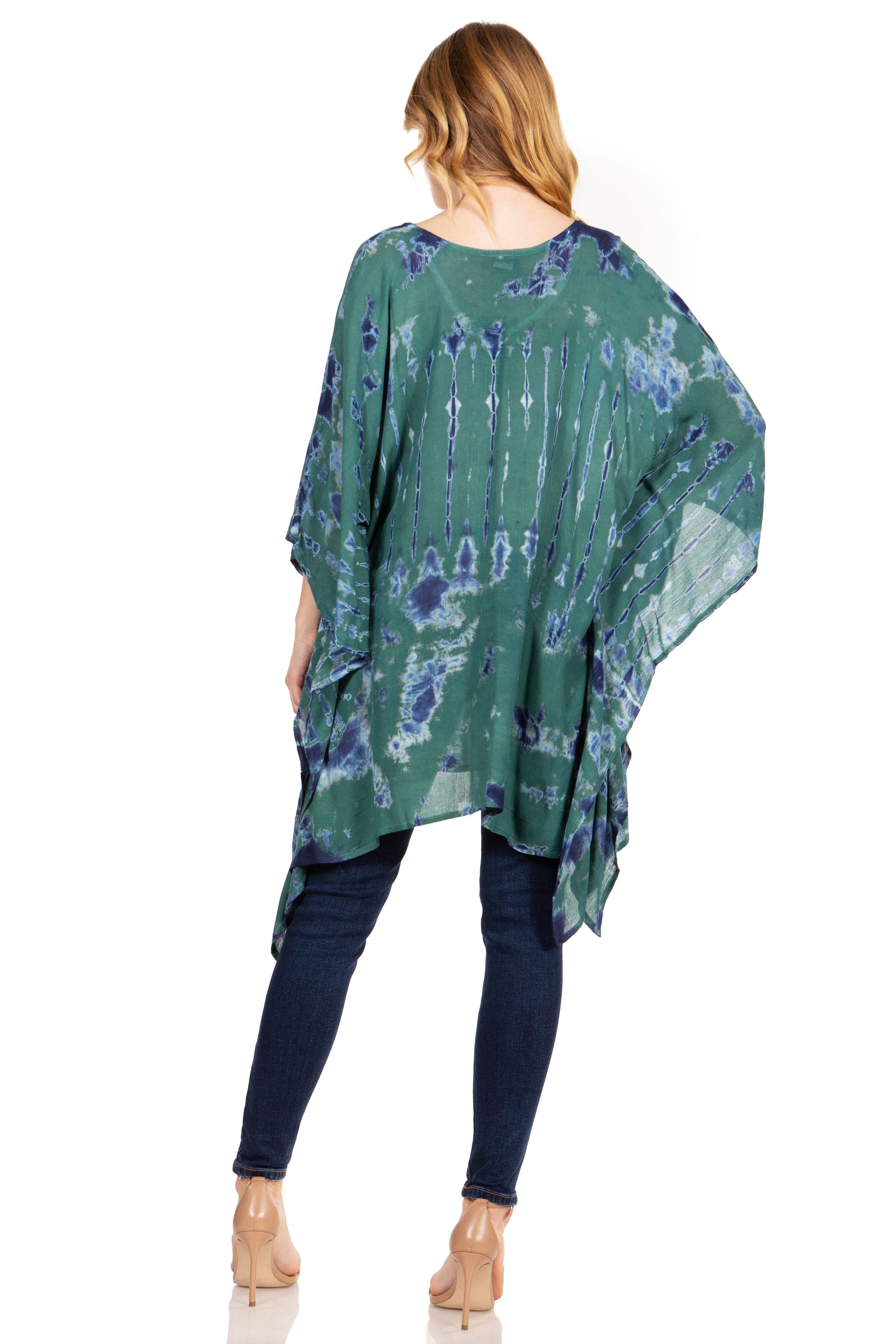 Sakkas Adalwin Desert Sun Lightweight Circle Ponch Tunic Top Blouse W / Embroidery - Concordia Style Boutique