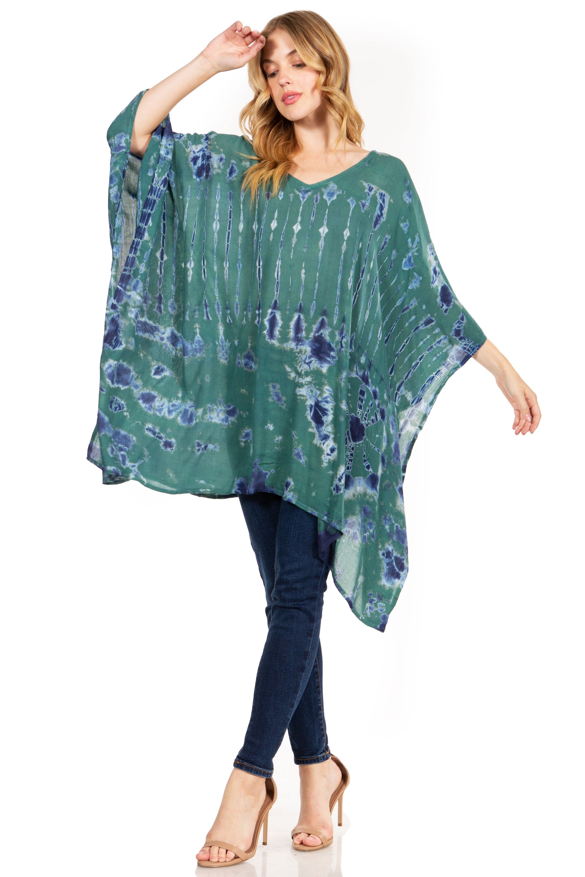 Sakkas Adalwin Desert Sun Lightweight Circle Ponch Tunic Top Blouse W / Embroidery - Concordia Style Boutique