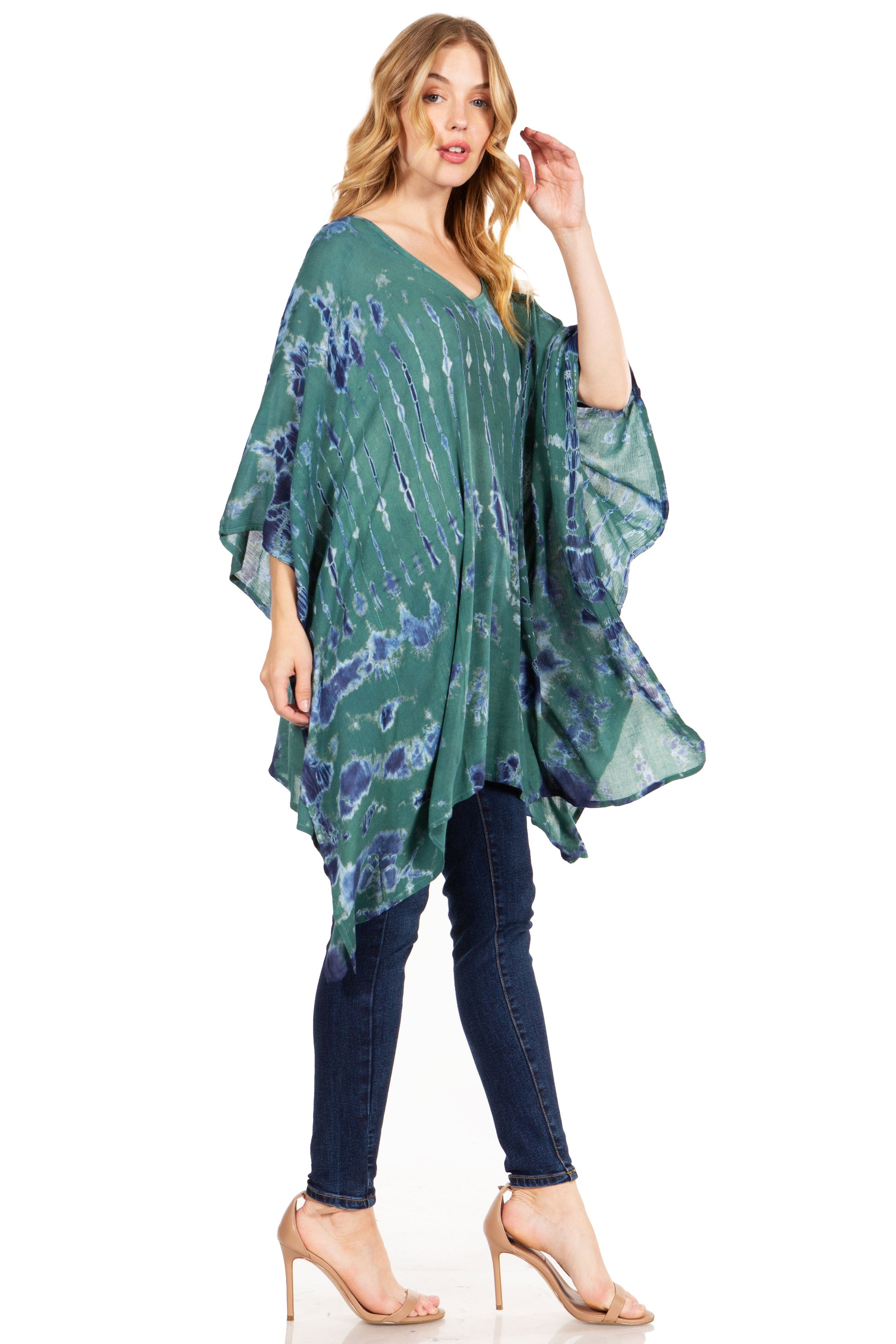 Sakkas Adalwin Desert Sun Lightweight Circle Ponch Tunic Top Blouse W / Embroidery - Concordia Style Boutique