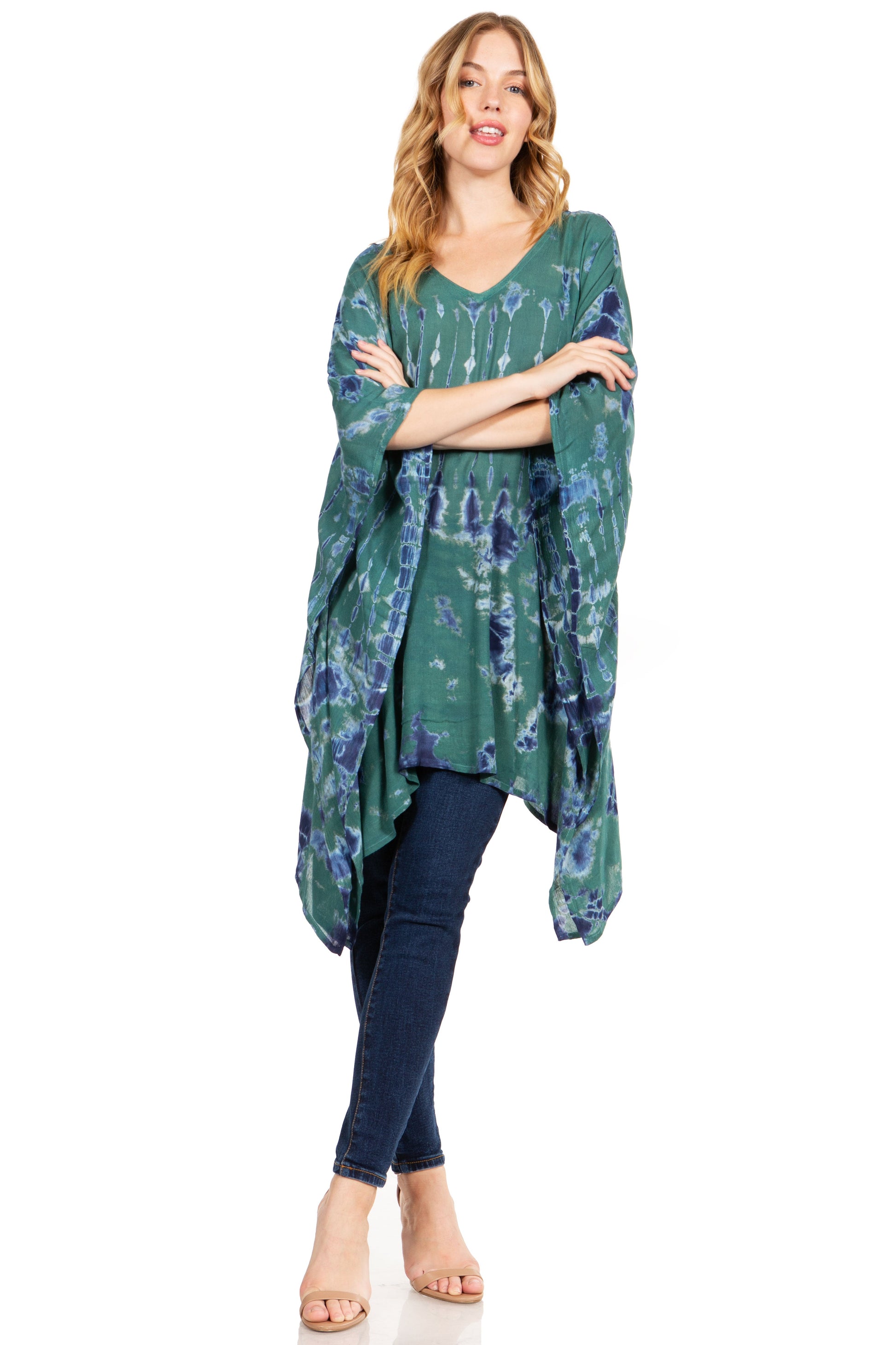 Sakkas Adalwin Desert Sun Lightweight Circle Ponch Tunic Top Blouse W / Embroidery - Concordia Style Boutique