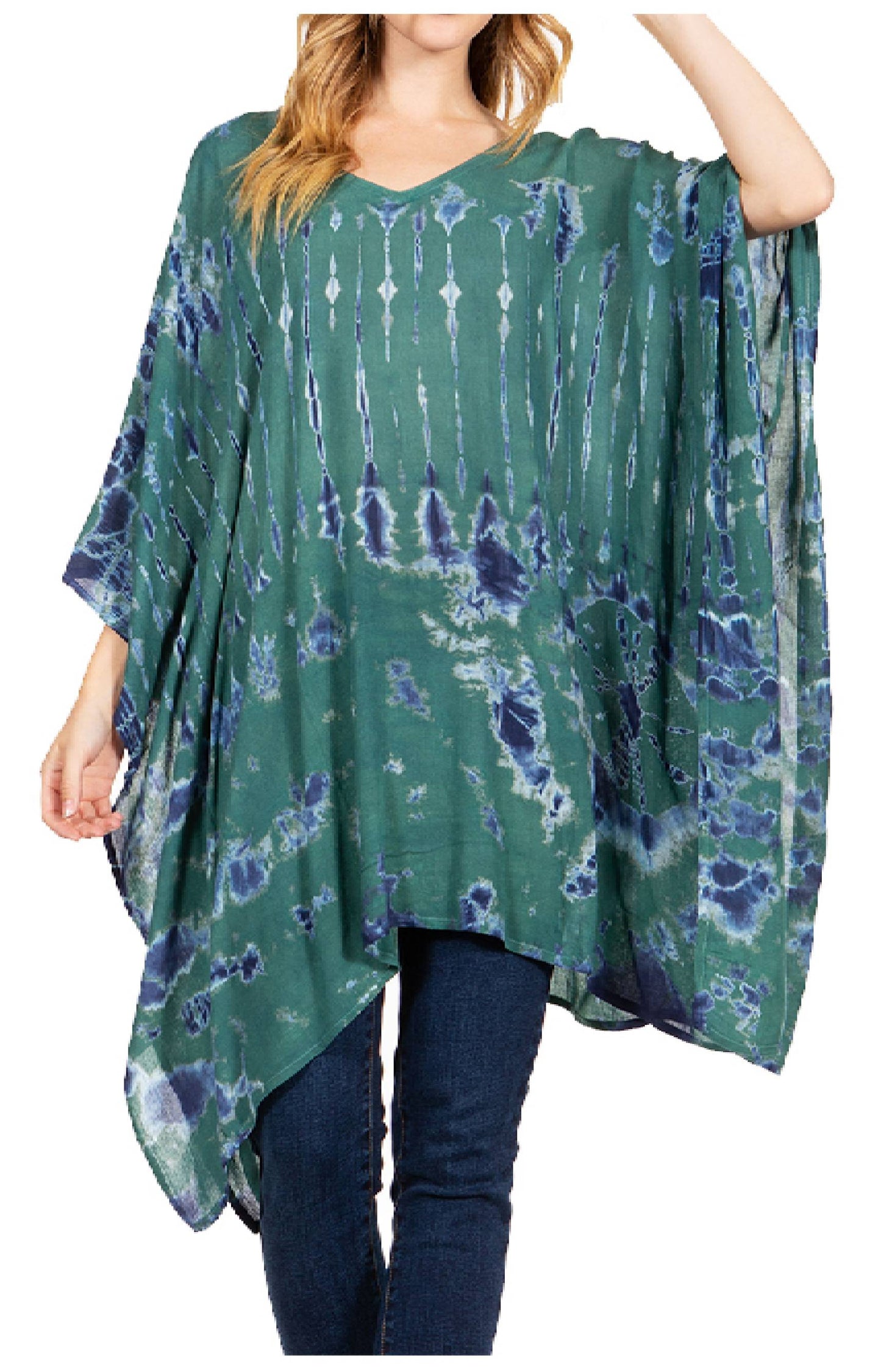 Sakkas Adalwin Desert Sun Lightweight Circle Ponch Tunic Top Blouse W / Embroidery - Concordia Style Boutique