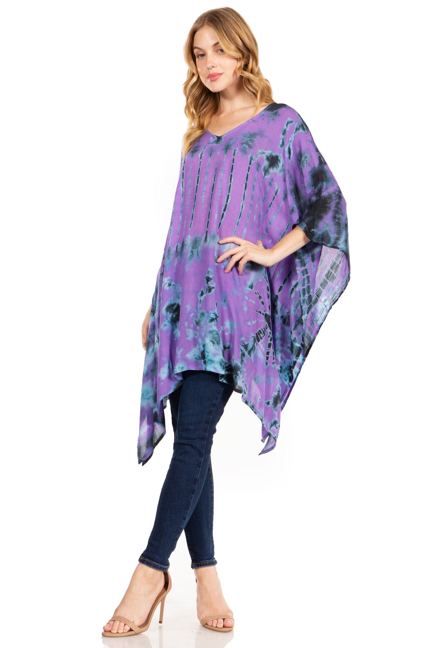 Sakkas Adalwin Desert Sun Lightweight Circle Ponch Tunic Top Blouse W / Embroidery - Concordia Style Boutique