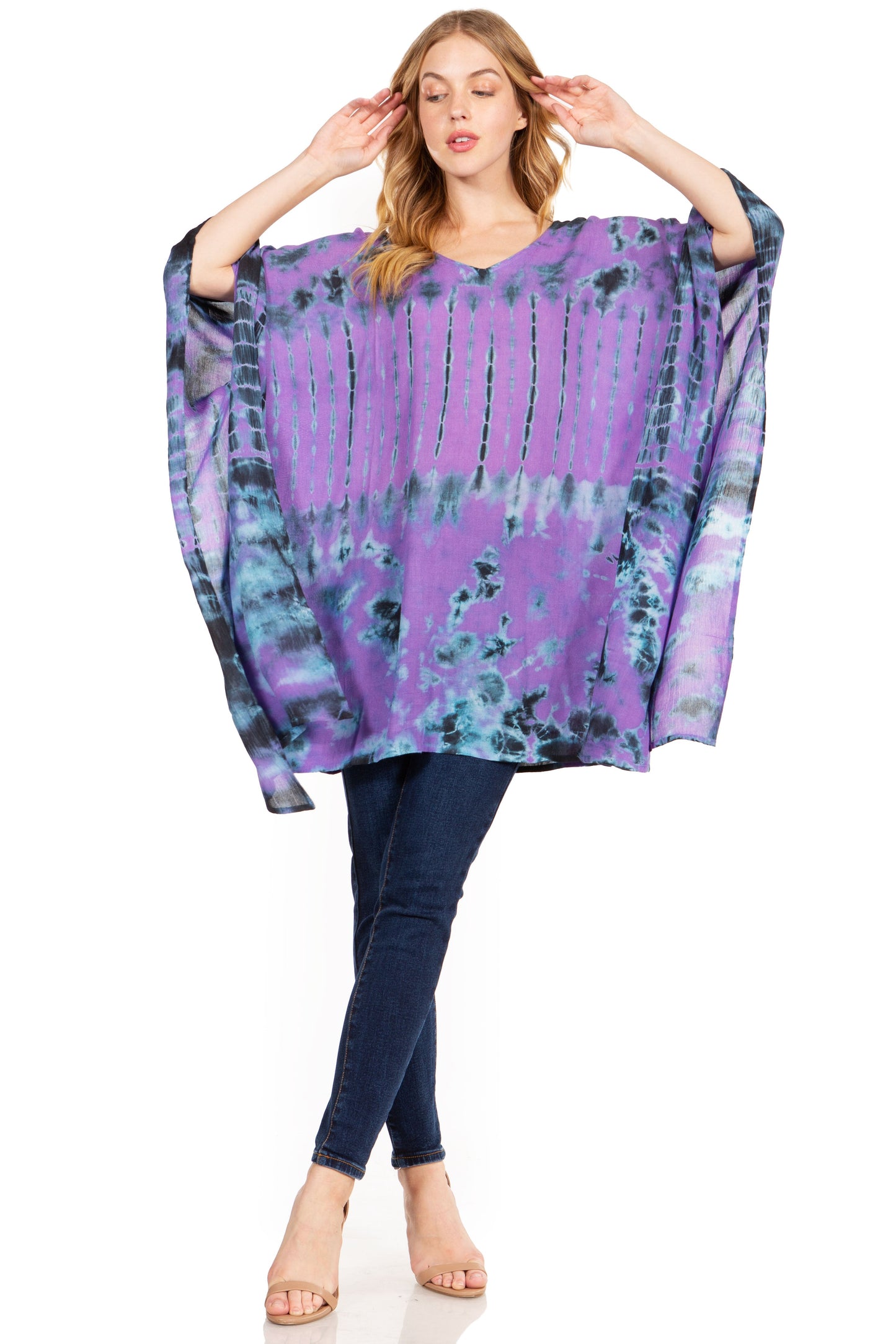 Sakkas Adalwin Desert Sun Lightweight Circle Ponch Tunic Top Blouse W / Embroidery - Concordia Style Boutique