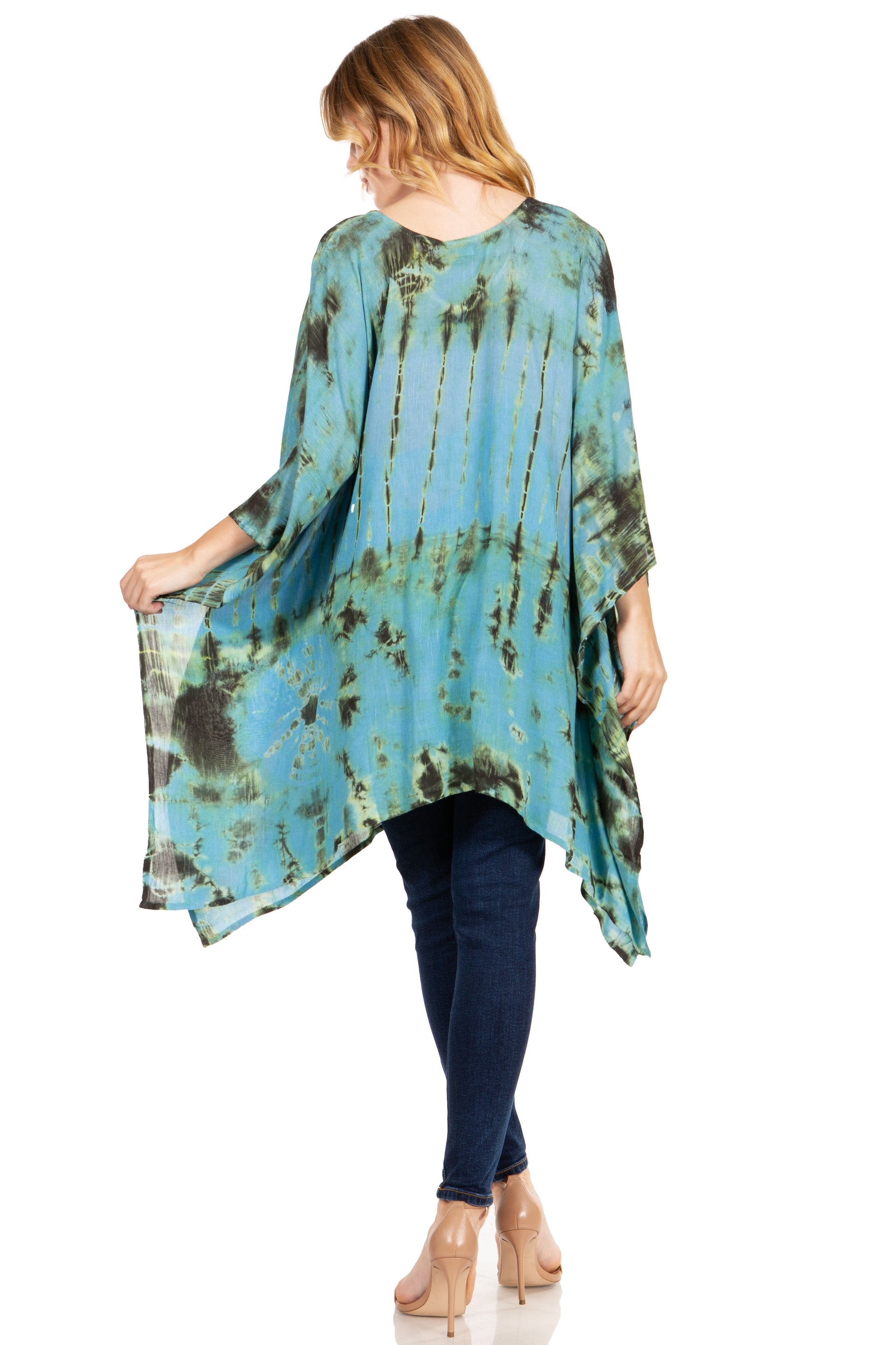 Sakkas Adalwin Desert Sun Lightweight Circle Ponch Tunic Top Blouse W / Embroidery - Concordia Style Boutique