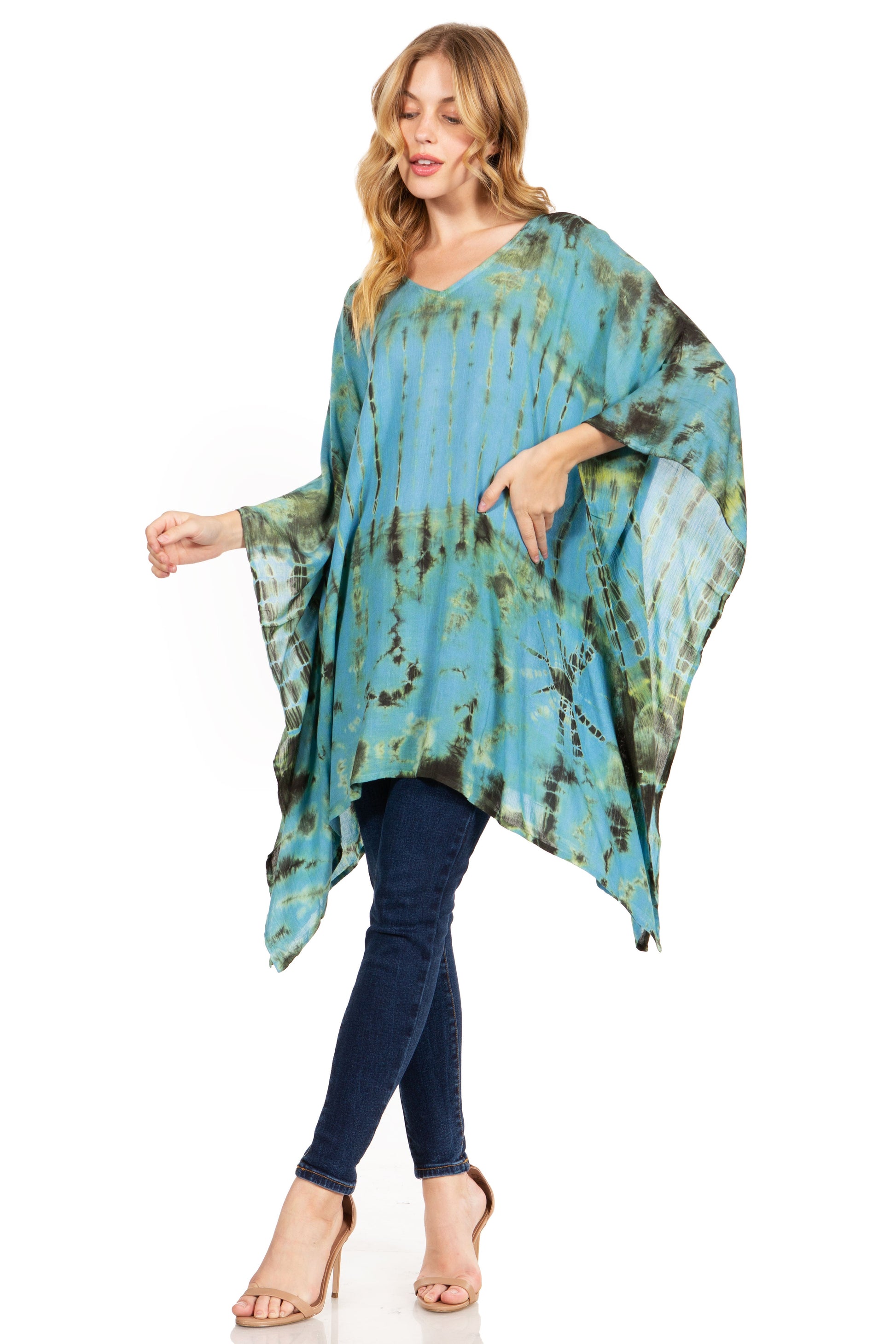 Sakkas Adalwin Desert Sun Lightweight Circle Ponch Tunic Top Blouse W / Embroidery - Concordia Style Boutique