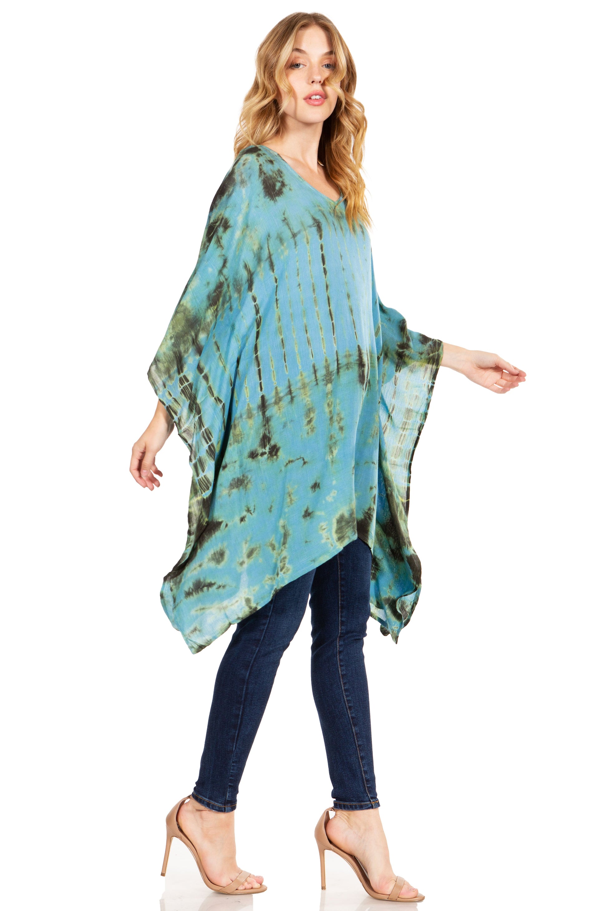 Sakkas Adalwin Desert Sun Lightweight Circle Ponch Tunic Top Blouse W / Embroidery - Concordia Style Boutique