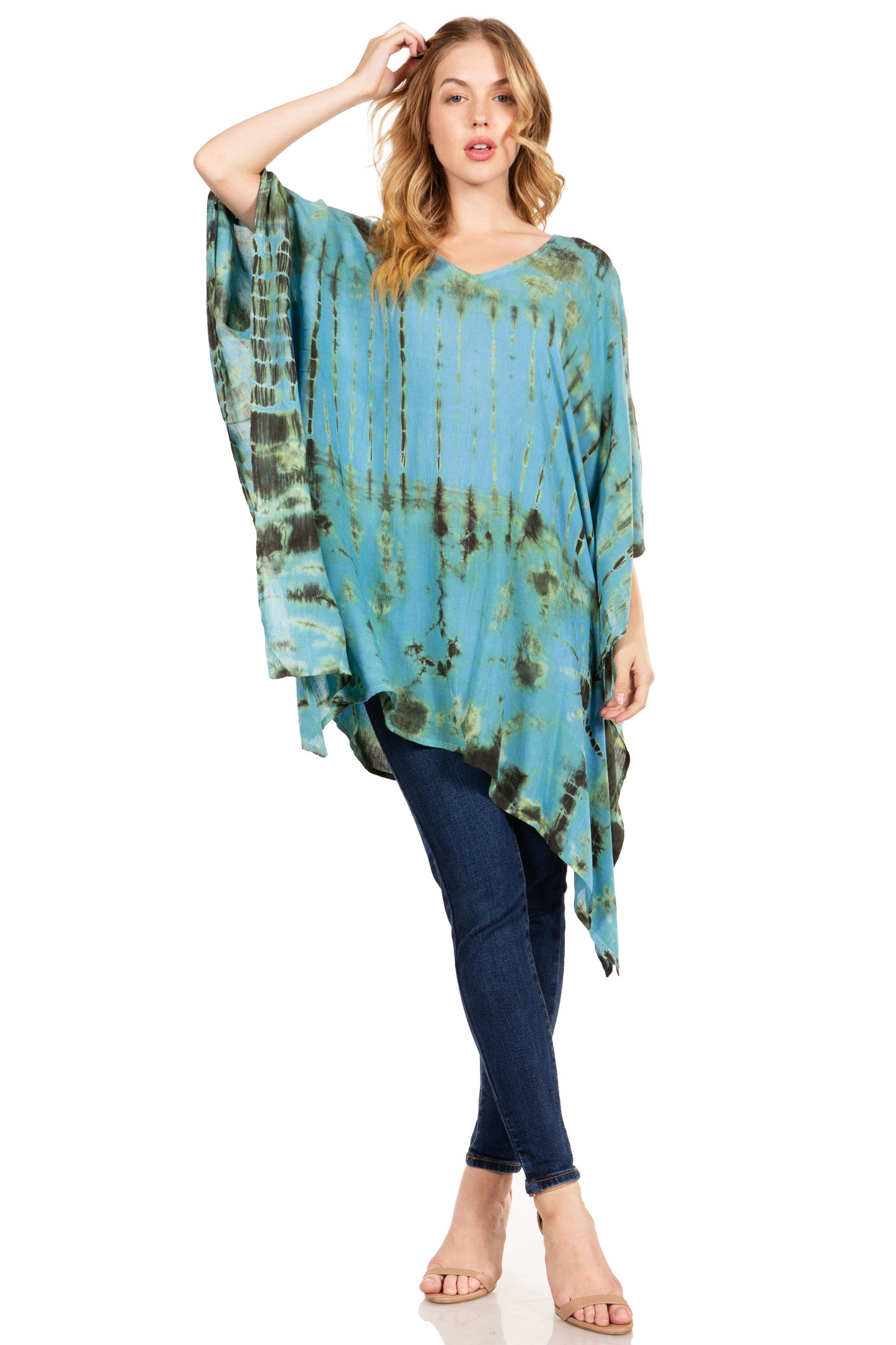 Sakkas Adalwin Desert Sun Lightweight Circle Ponch Tunic Top Blouse W / Embroidery - Concordia Style Boutique