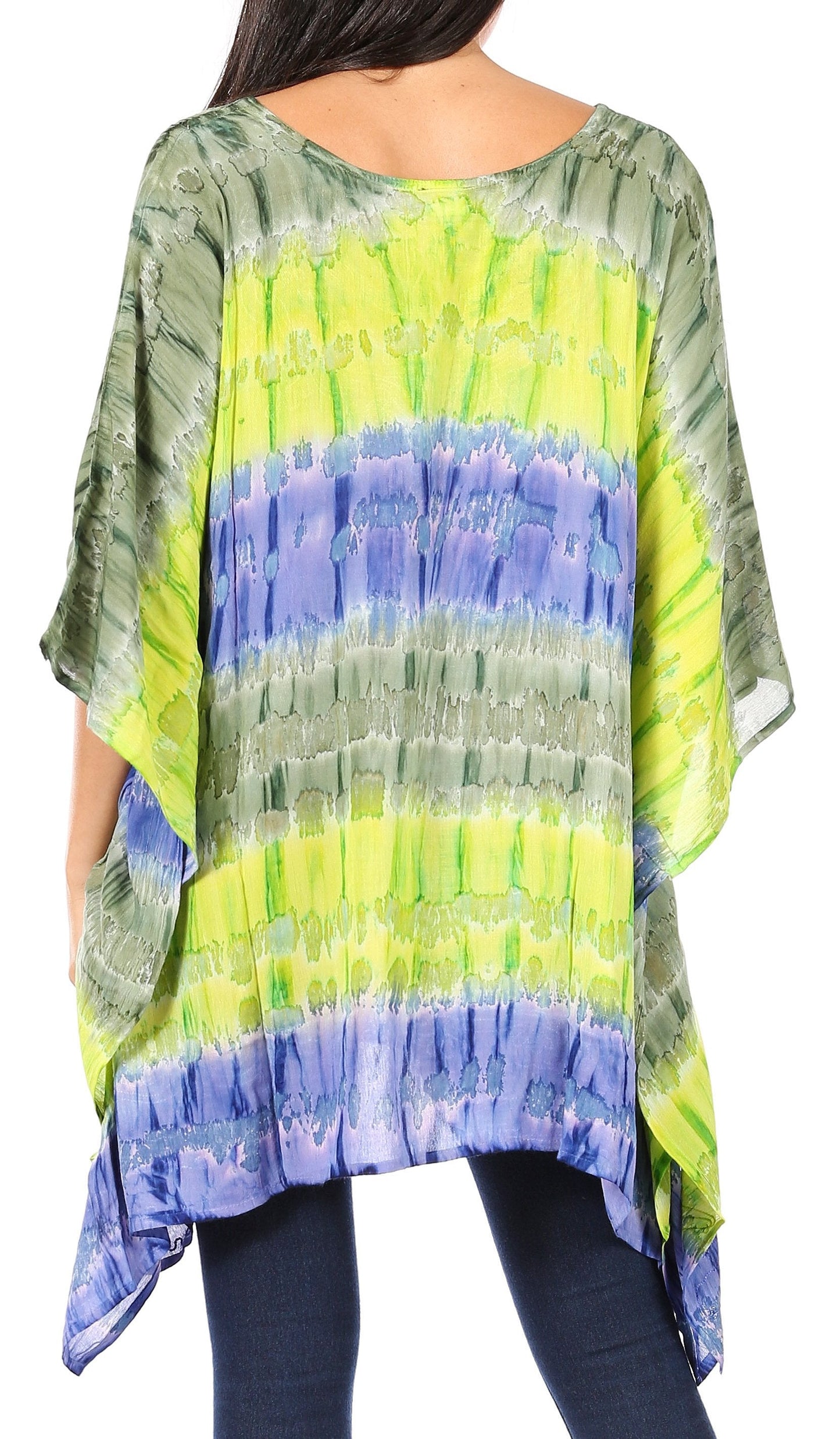 Sakkas Adalwin Desert Sun Lightweight Circle Ponch Tunic Top Blouse W / Embroidery - Concordia Style Boutique