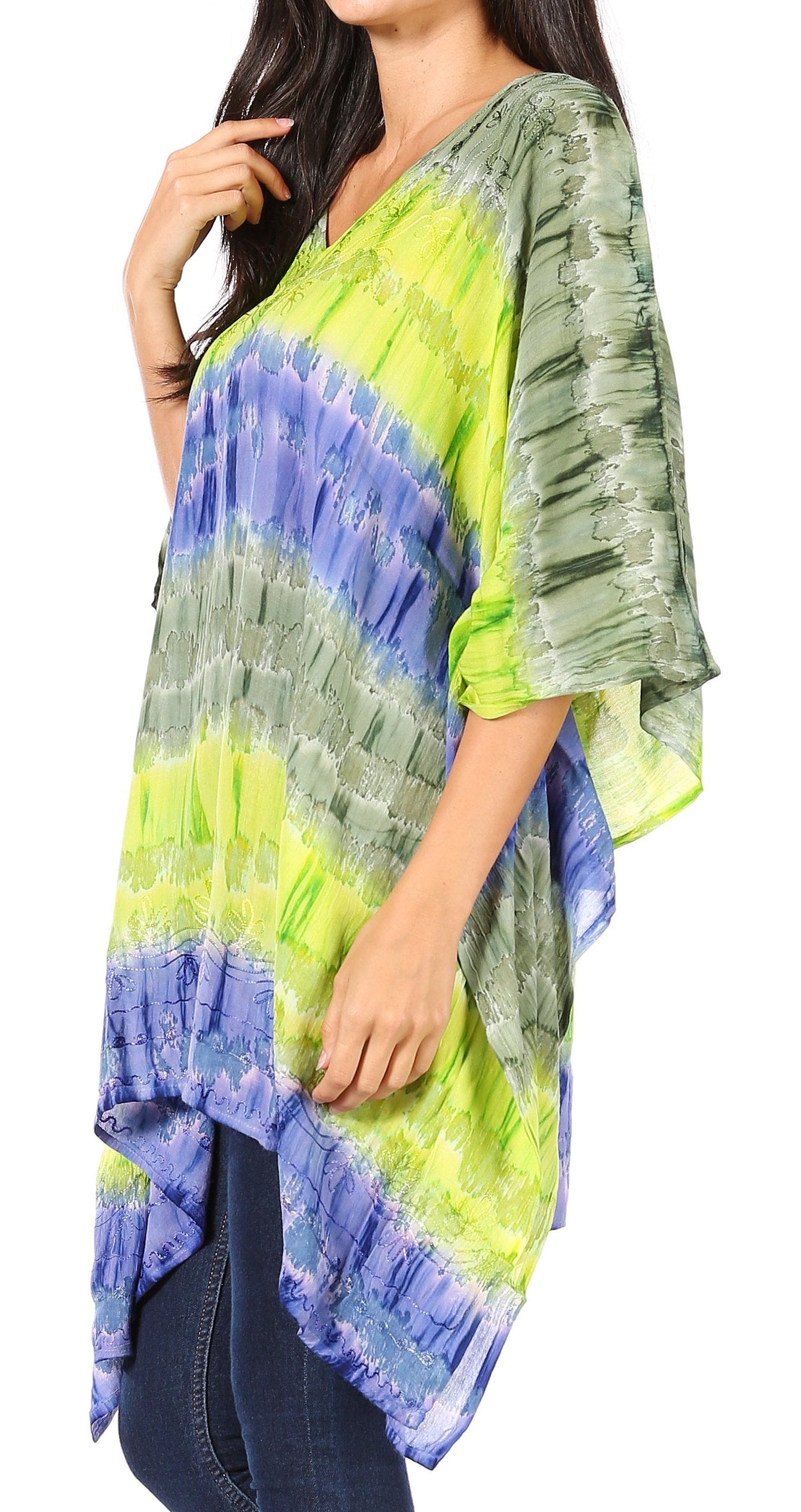 Sakkas Adalwin Desert Sun Lightweight Circle Ponch Tunic Top Blouse W / Embroidery - Concordia Style Boutique