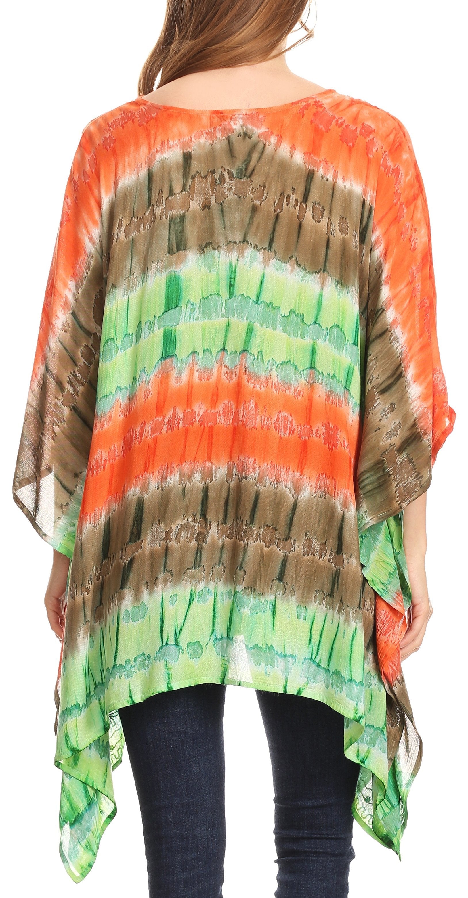 Sakkas Adalwin Desert Sun Lightweight Circle Ponch Tunic Top Blouse W / Embroidery - Concordia Style Boutique