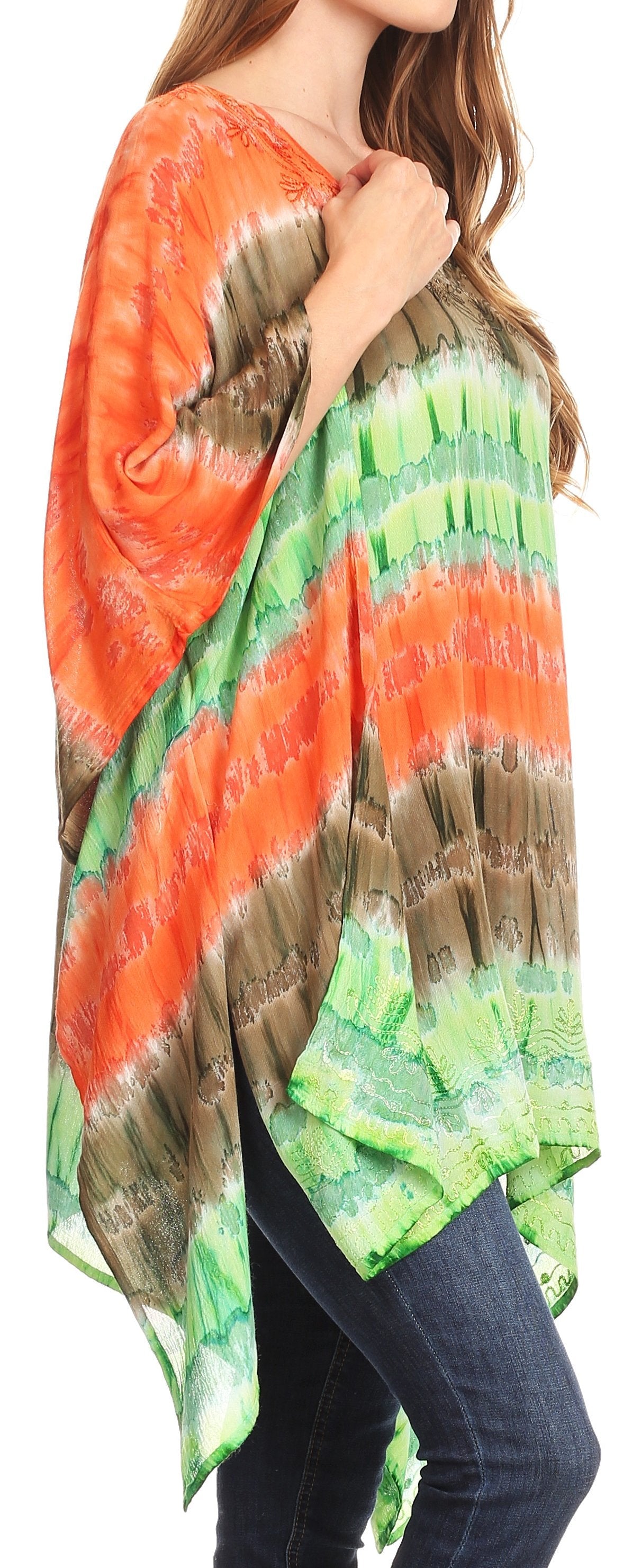 Sakkas Adalwin Desert Sun Lightweight Circle Ponch Tunic Top Blouse W / Embroidery - Concordia Style Boutique