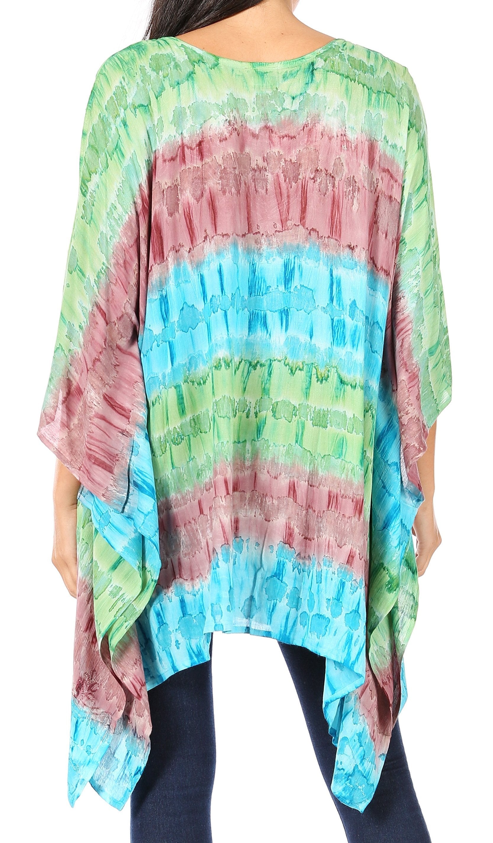 Sakkas Adalwin Desert Sun Lightweight Circle Ponch Tunic Top Blouse W / Embroidery - Concordia Style Boutique