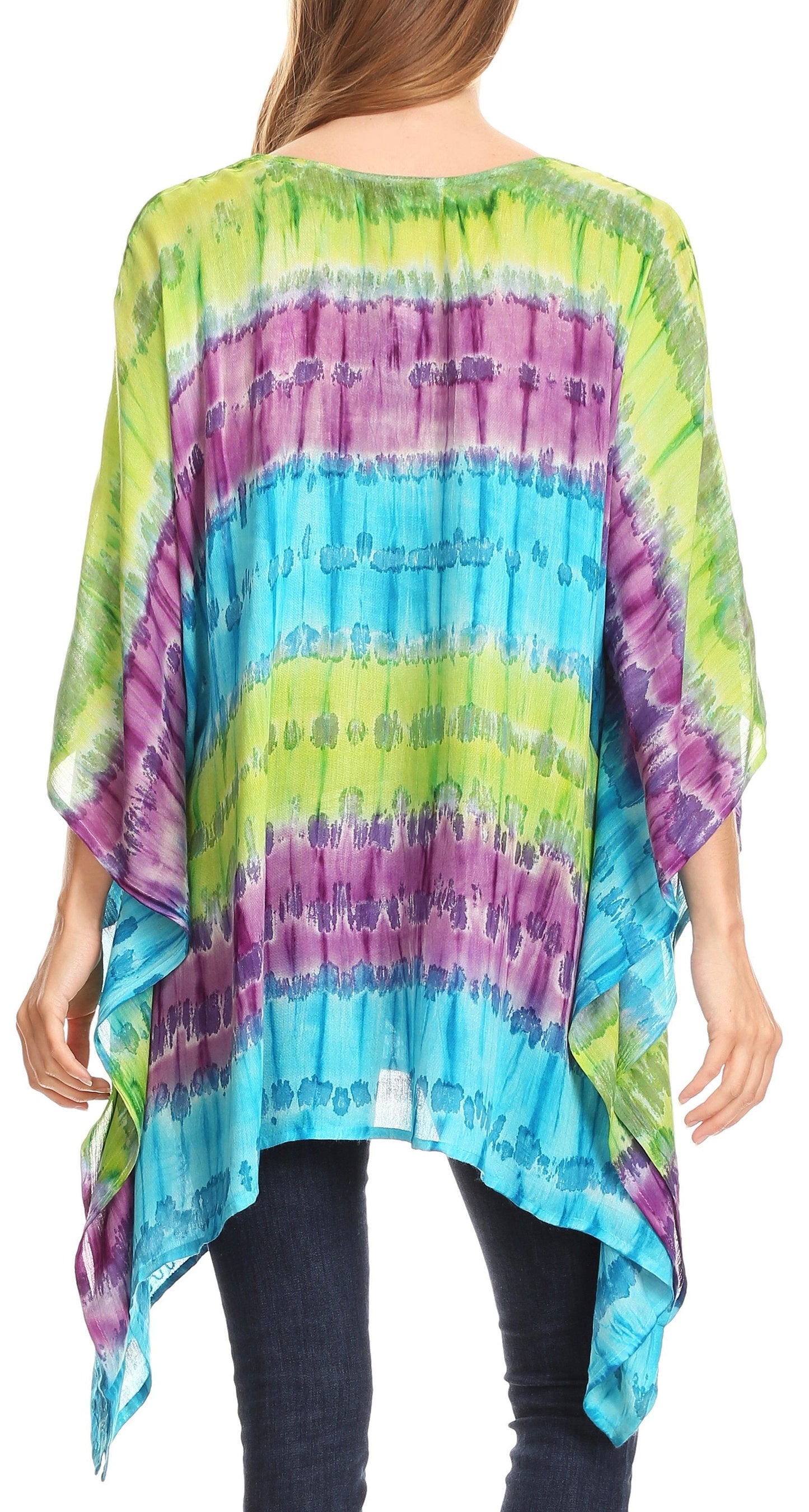 Sakkas Adalwin Desert Sun Lightweight Circle Ponch Tunic Top Blouse W / Embroidery - Concordia Style Boutique