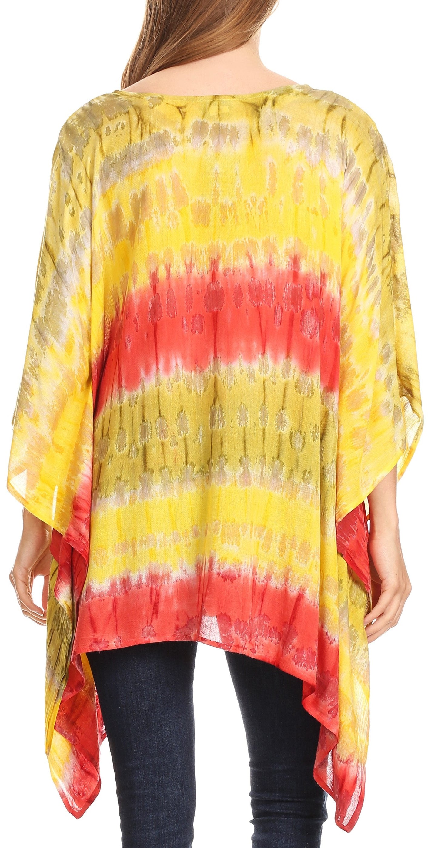 Sakkas Adalwin Desert Sun Lightweight Circle Ponch Tunic Top Blouse W / Embroidery - Concordia Style Boutique