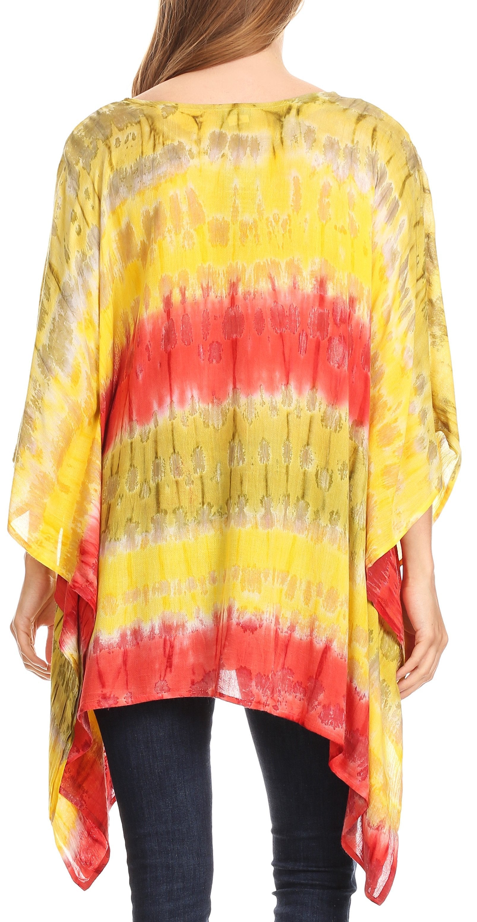 Sakkas Adalwin Desert Sun Lightweight Circle Ponch Tunic Top Blouse W / Embroidery - Concordia Style Boutique