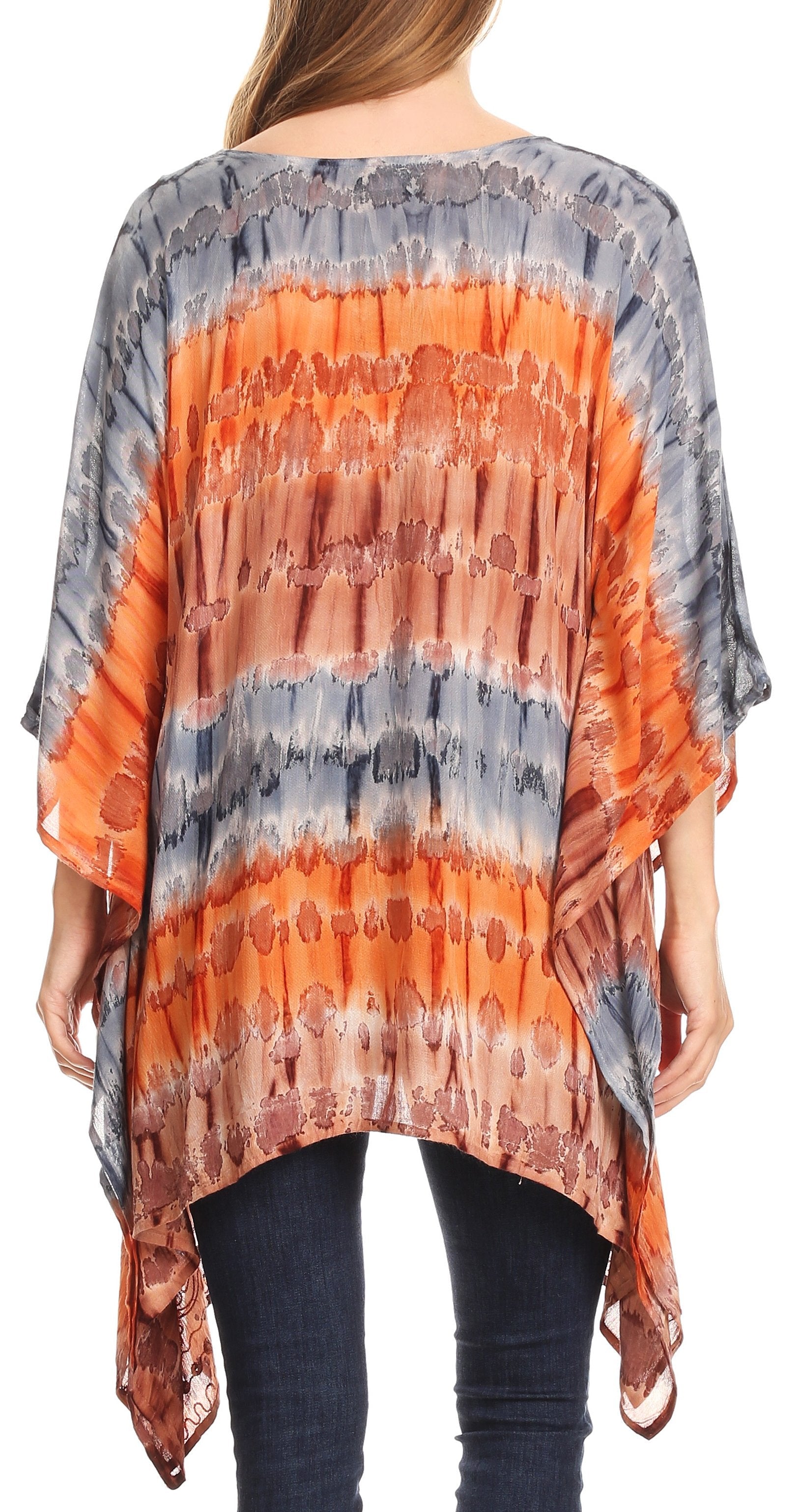 Sakkas Adalwin Desert Sun Lightweight Circle Ponch Tunic Top Blouse W / Embroidery - Concordia Style Boutique