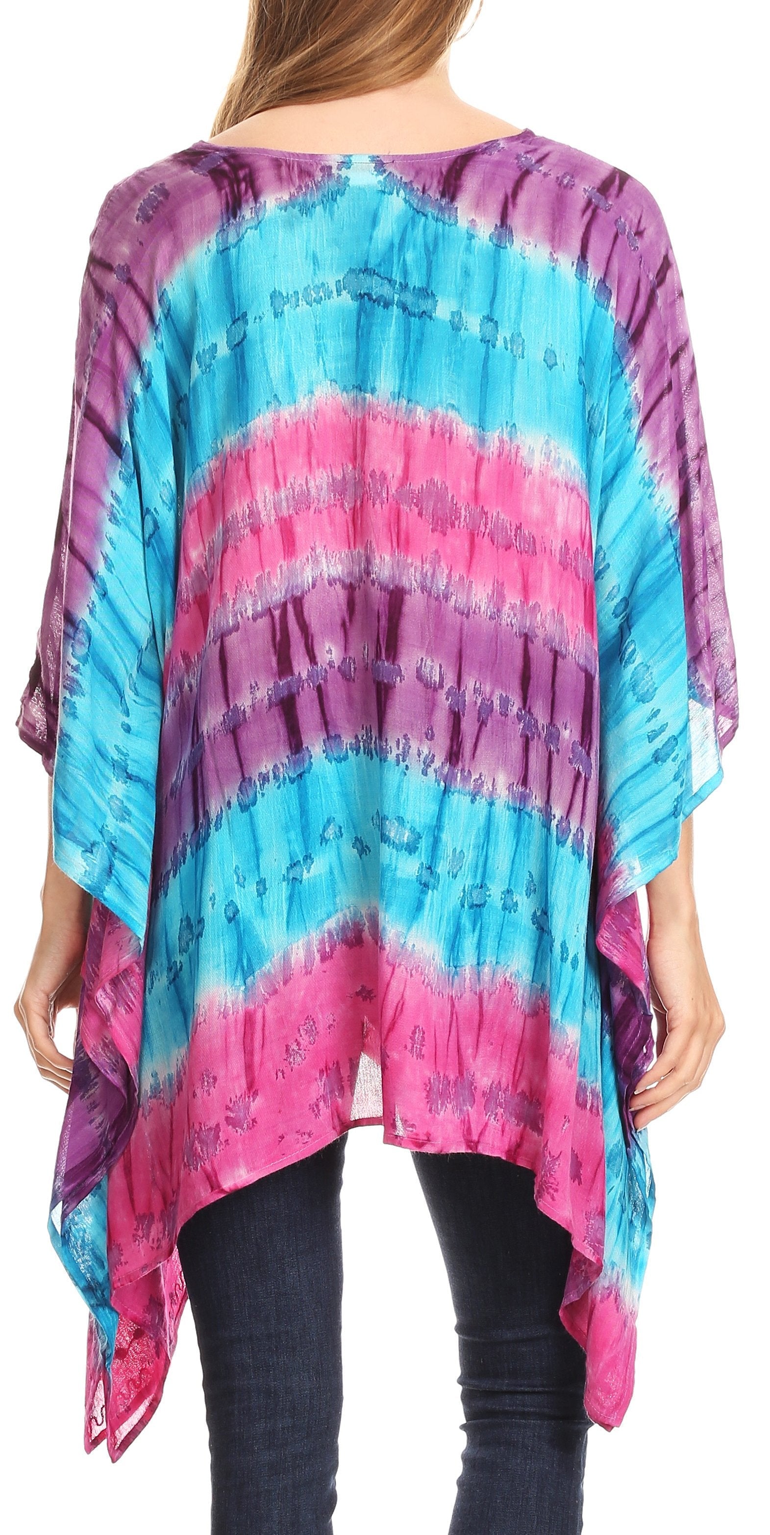 Sakkas Adalwin Desert Sun Lightweight Circle Ponch Tunic Top Blouse W / Embroidery - Concordia Style Boutique