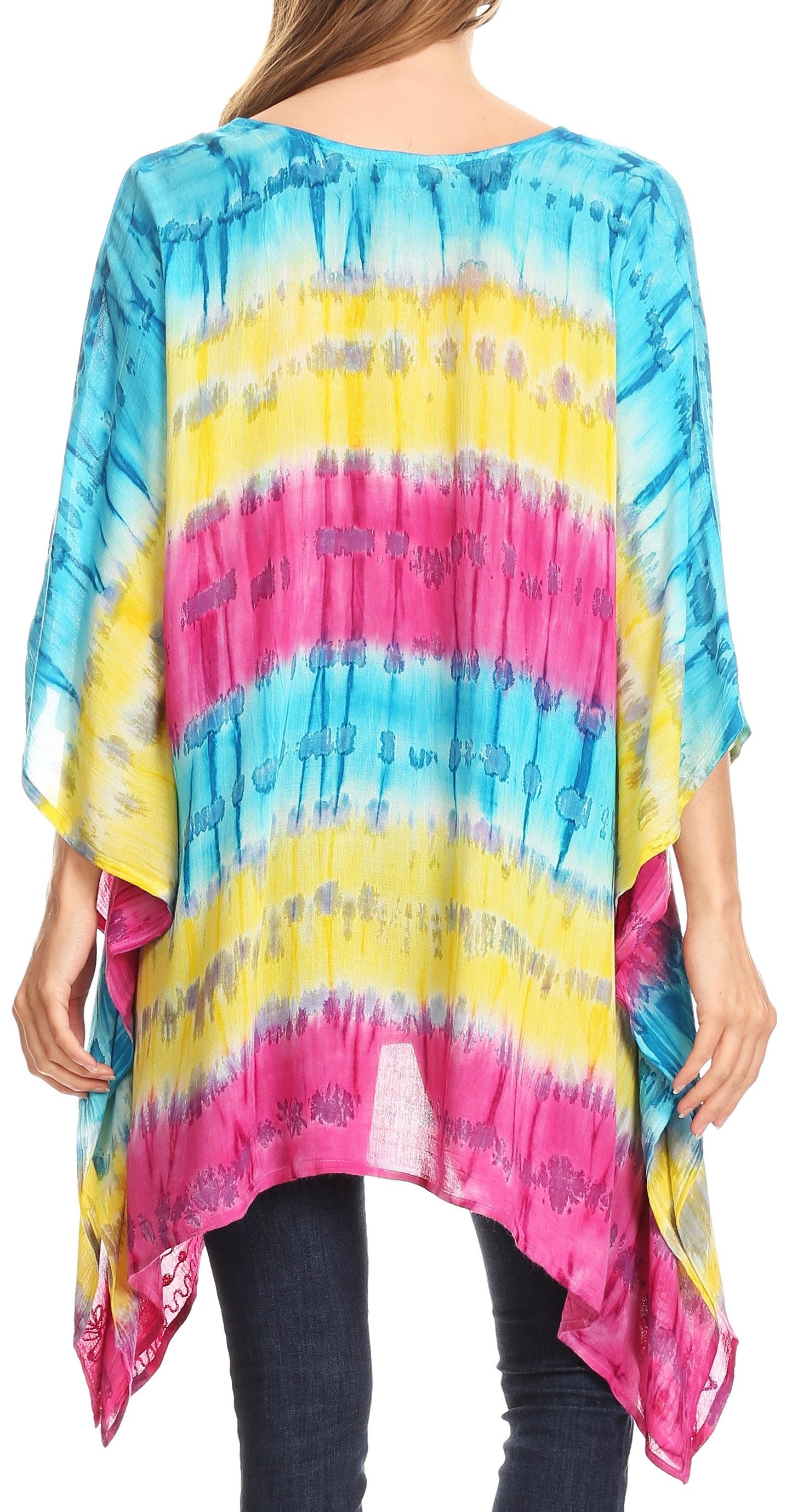 Sakkas Adalwin Desert Sun Lightweight Circle Ponch Tunic Top Blouse W / Embroidery - Concordia Style Boutique