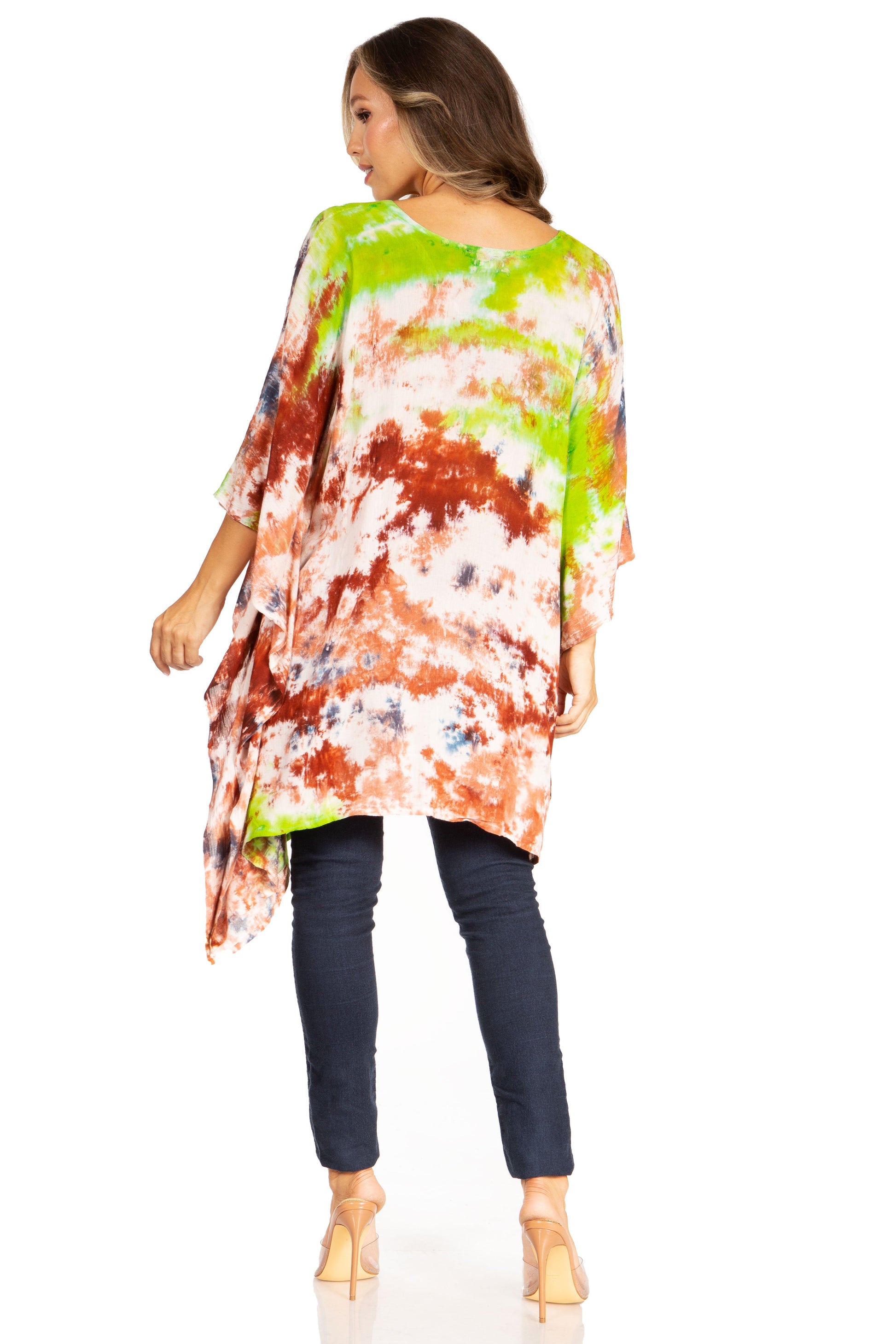 Sakkas Adalwin Second TieDye Desert Sun Circle Ponch Tunic Top Blouse W/Embroidery - Concordia Style Boutique