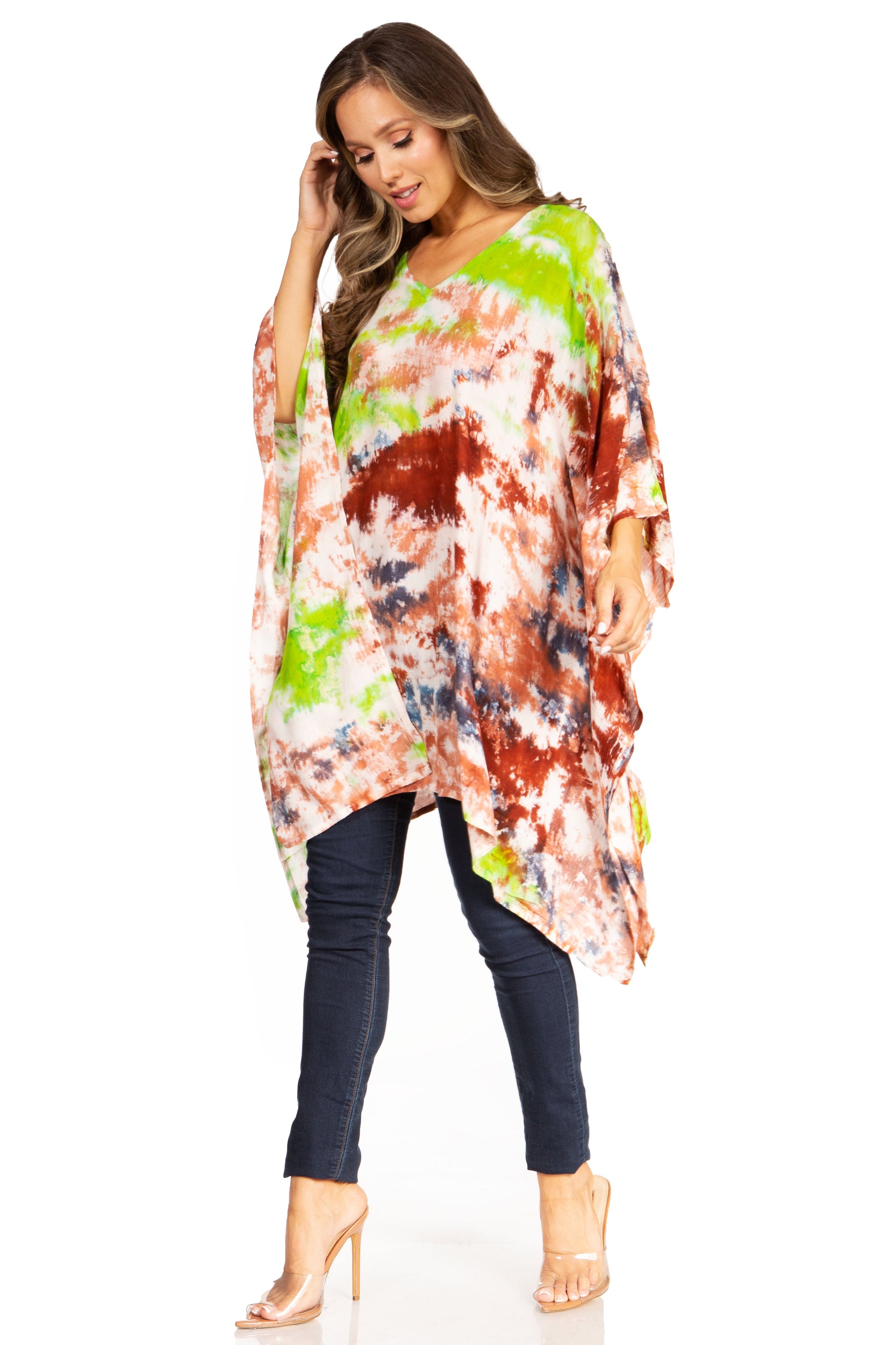 Sakkas Adalwin Second TieDye Desert Sun Circle Ponch Tunic Top Blouse W/Embroidery - Concordia Style Boutique