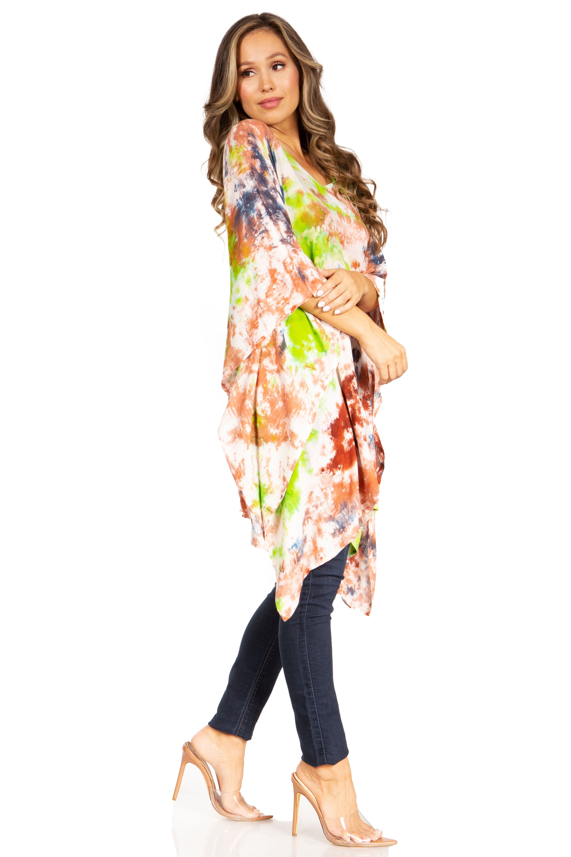 Sakkas Adalwin Second TieDye Desert Sun Circle Ponch Tunic Top Blouse W/Embroidery - Concordia Style Boutique