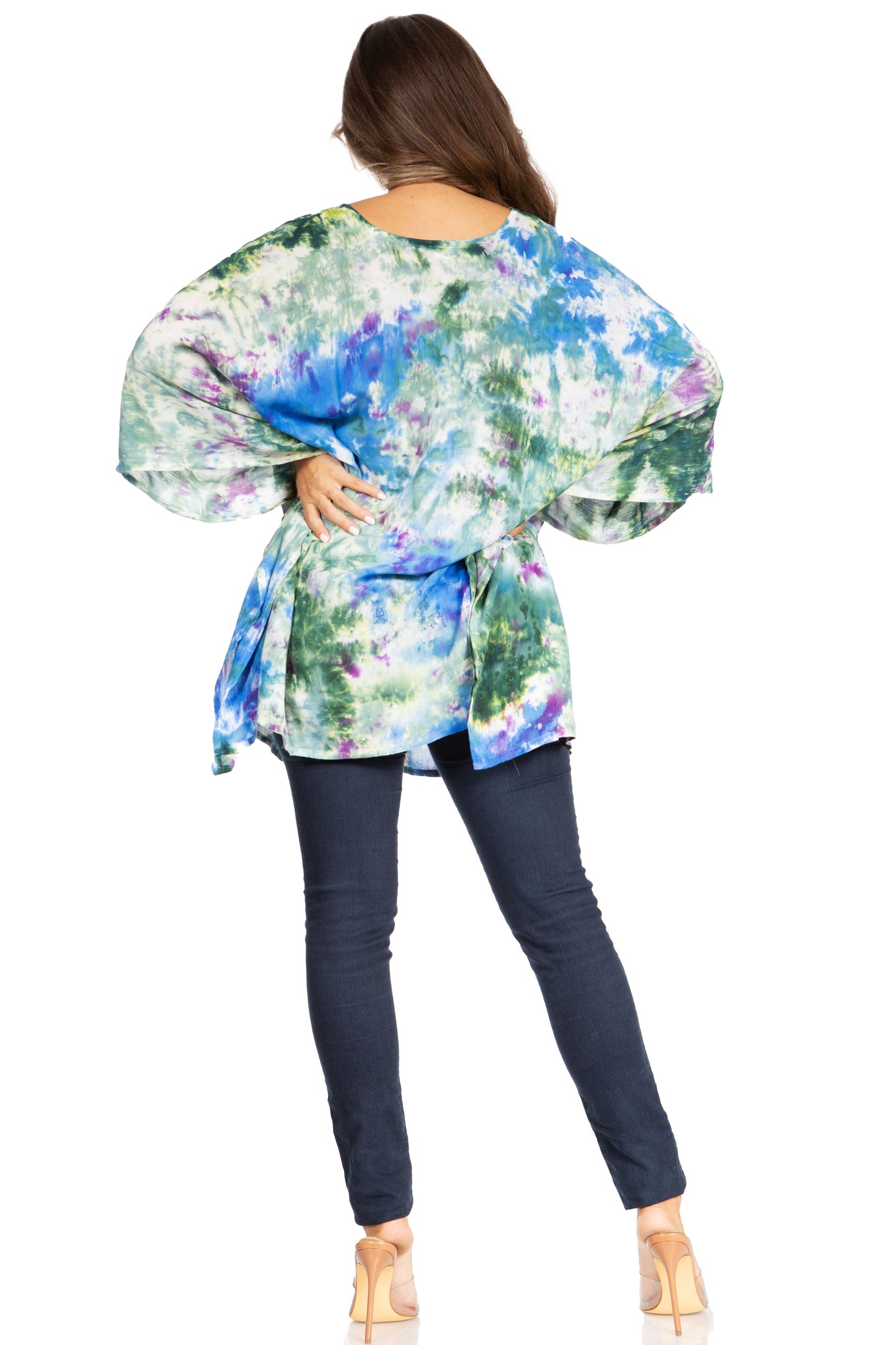 Sakkas Adalwin Second TieDye Desert Sun Circle Ponch Tunic Top Blouse W/Embroidery - Concordia Style Boutique