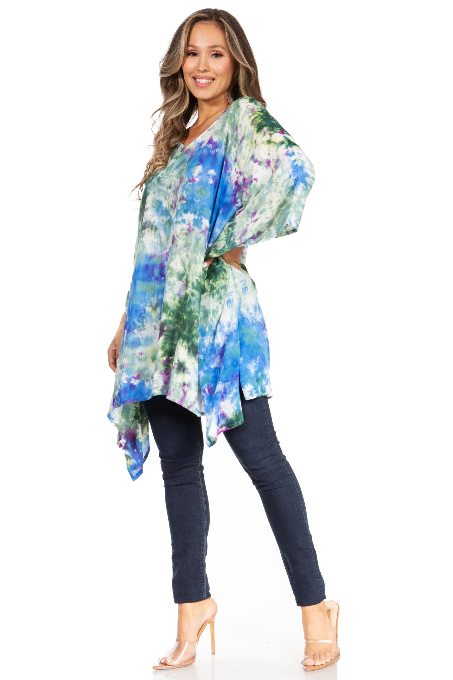 Sakkas Adalwin Second TieDye Desert Sun Circle Ponch Tunic Top Blouse W/Embroidery - Concordia Style Boutique