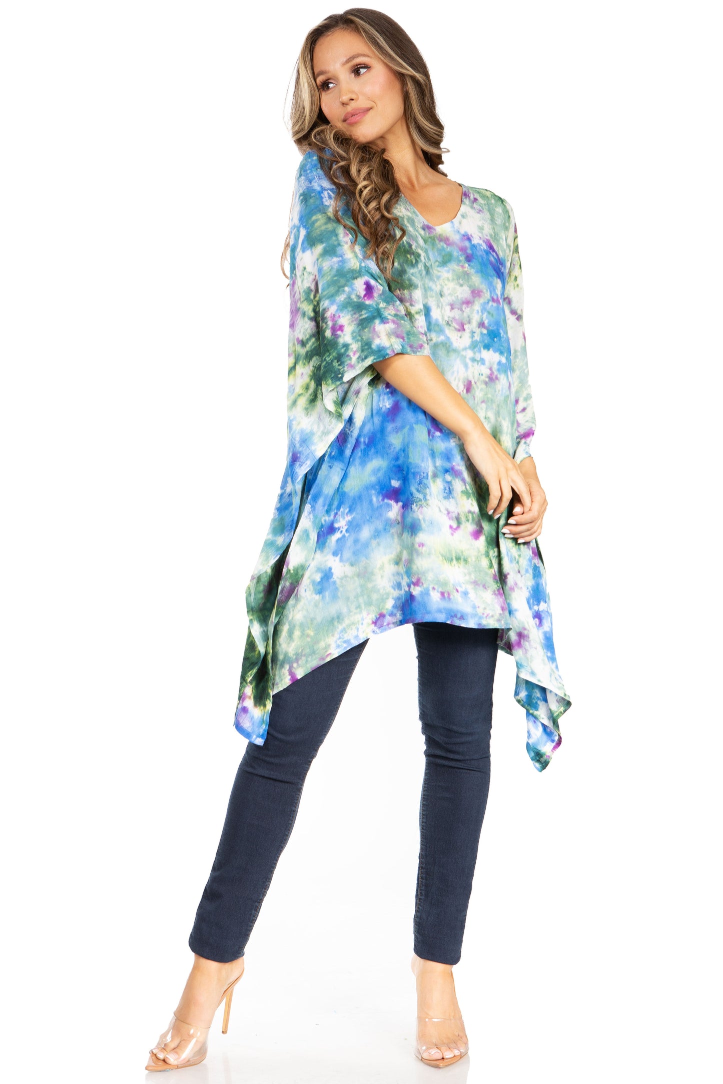 Sakkas Adalwin Second TieDye Desert Sun Circle Ponch Tunic Top Blouse W/Embroidery - Concordia Style Boutique