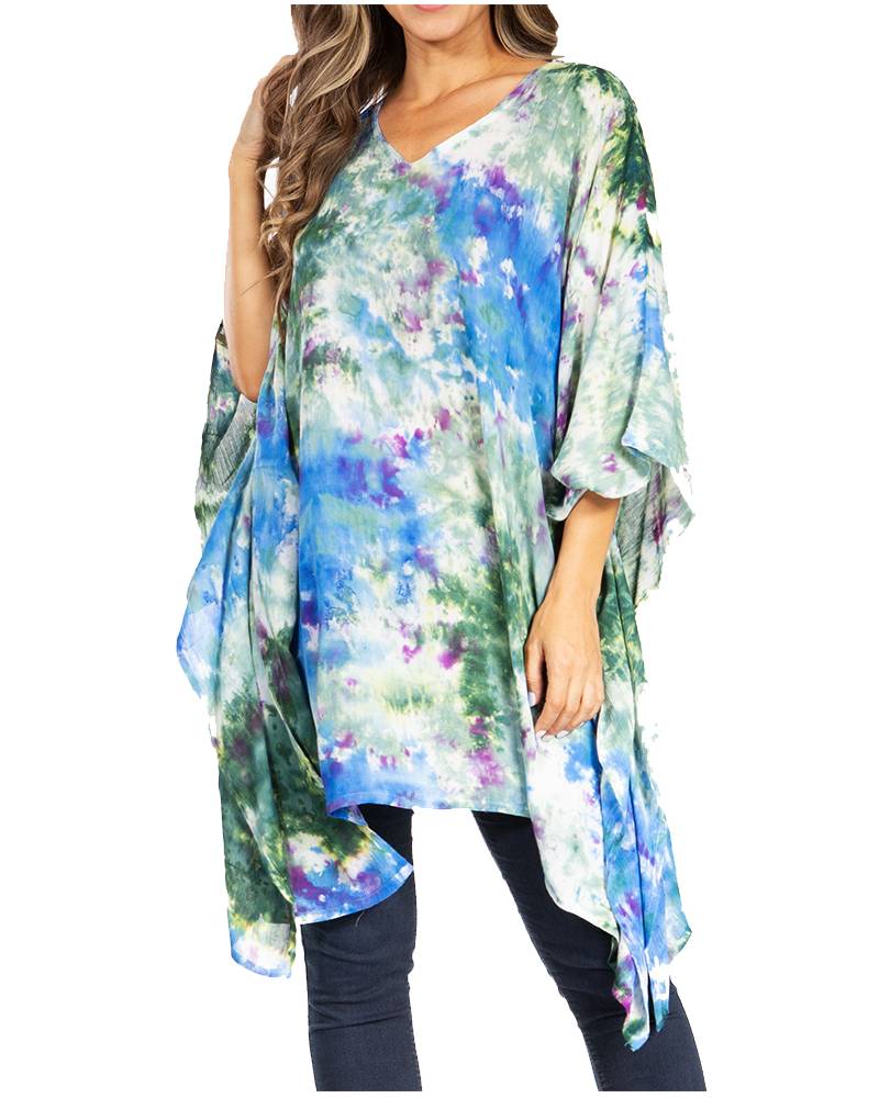 Sakkas Adalwin Second TieDye Desert Sun Circle Ponch Tunic Top Blouse W/Embroidery - Concordia Style Boutique