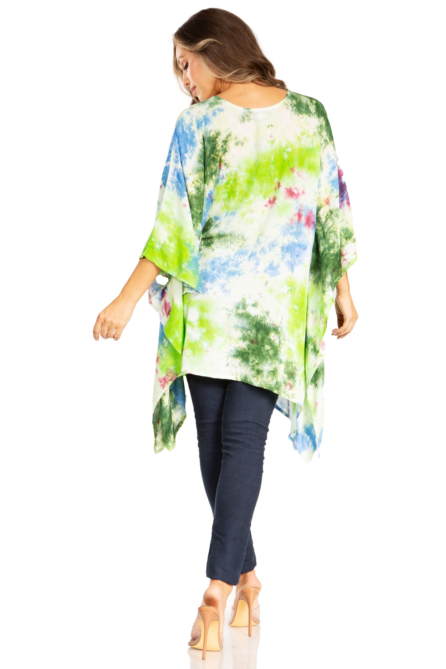 Sakkas Adalwin Second TieDye Desert Sun Circle Ponch Tunic Top Blouse W/Embroidery - Concordia Style Boutique