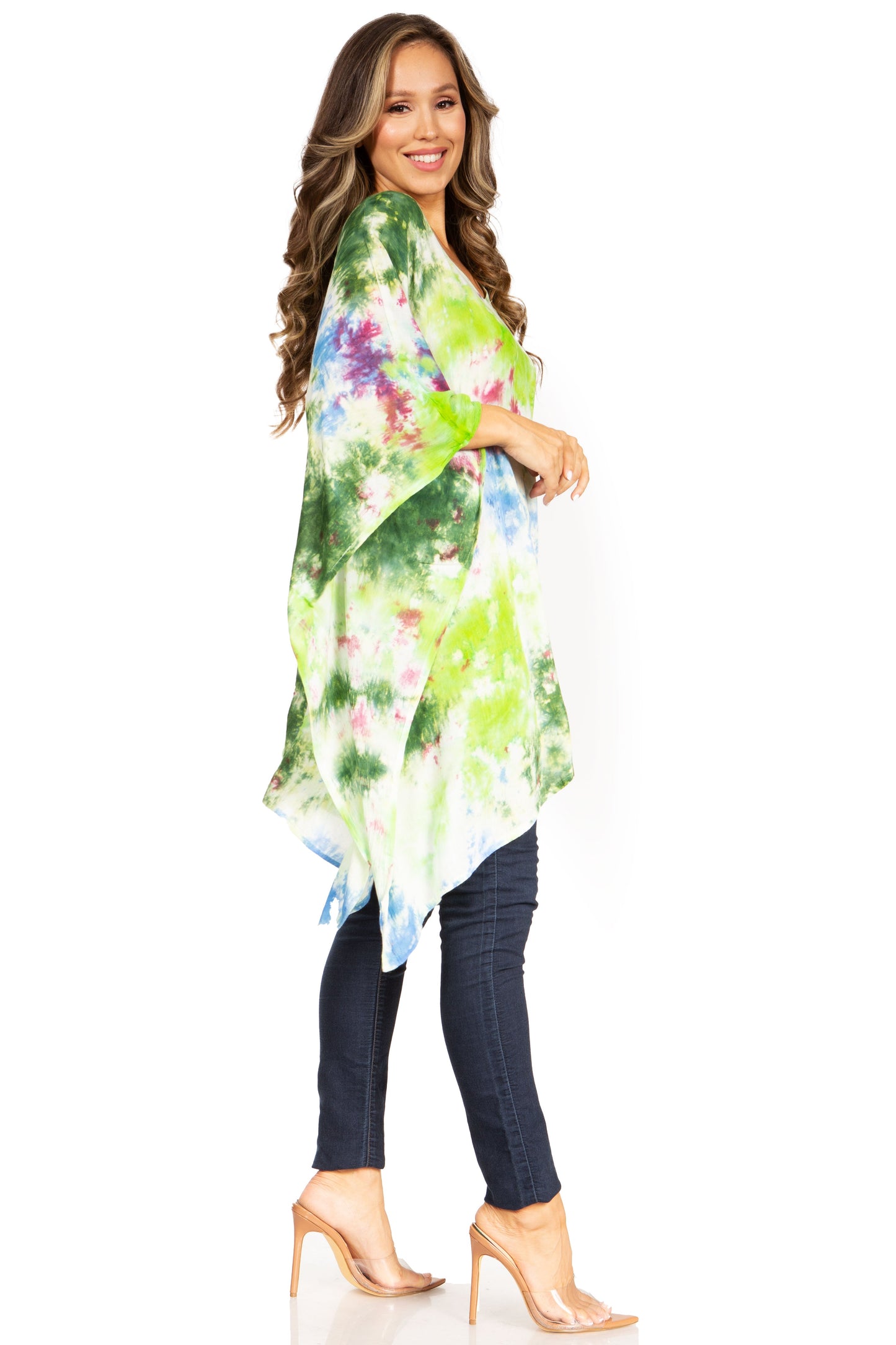 Sakkas Adalwin Second TieDye Desert Sun Circle Ponch Tunic Top Blouse W/Embroidery - Concordia Style Boutique