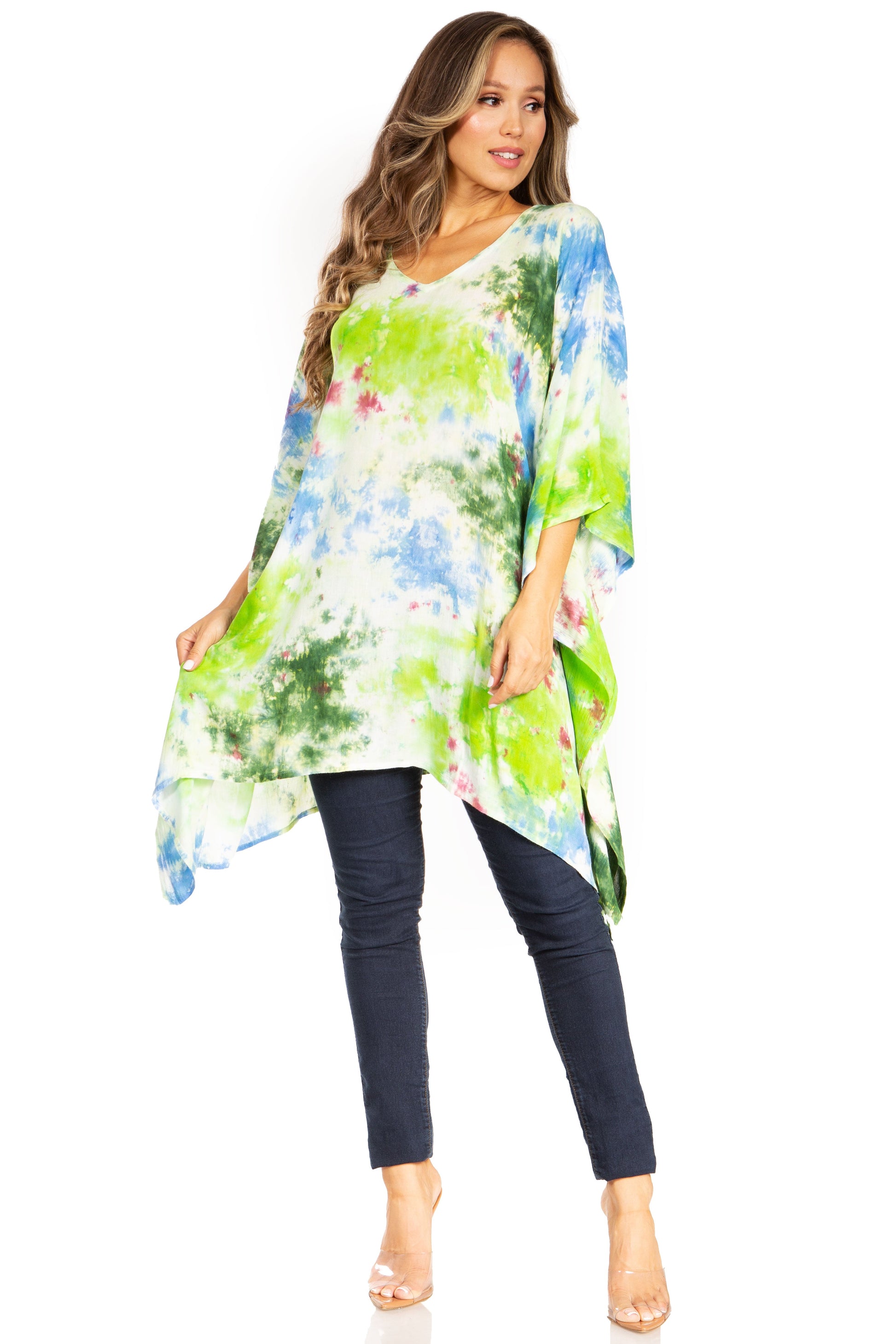 Sakkas Adalwin Second TieDye Desert Sun Circle Ponch Tunic Top Blouse W/Embroidery - Concordia Style Boutique