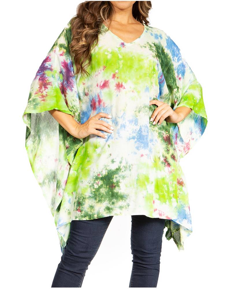 Sakkas Adalwin Second TieDye Desert Sun Circle Ponch Tunic Top Blouse W/Embroidery - Concordia Style Boutique