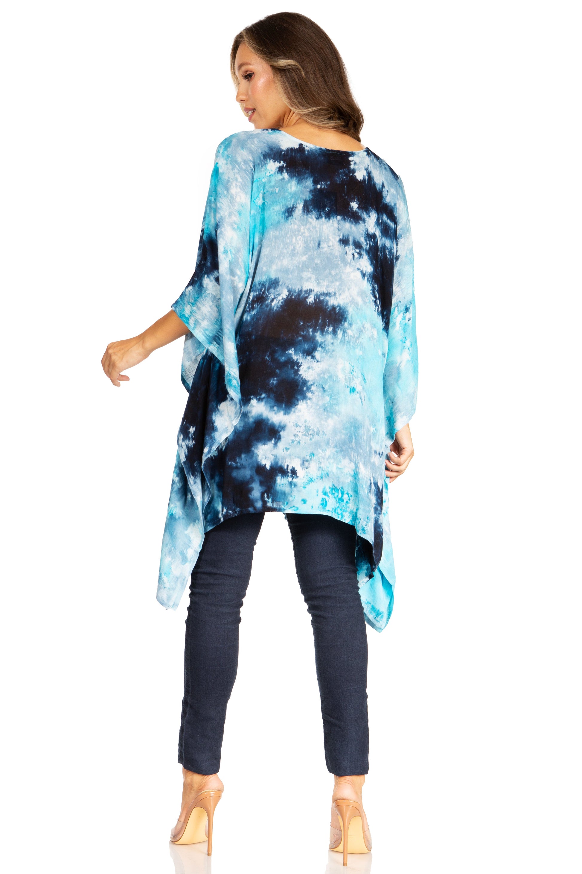 Sakkas Adalwin Second TieDye Desert Sun Circle Ponch Tunic Top Blouse W/Embroidery - Concordia Style Boutique
