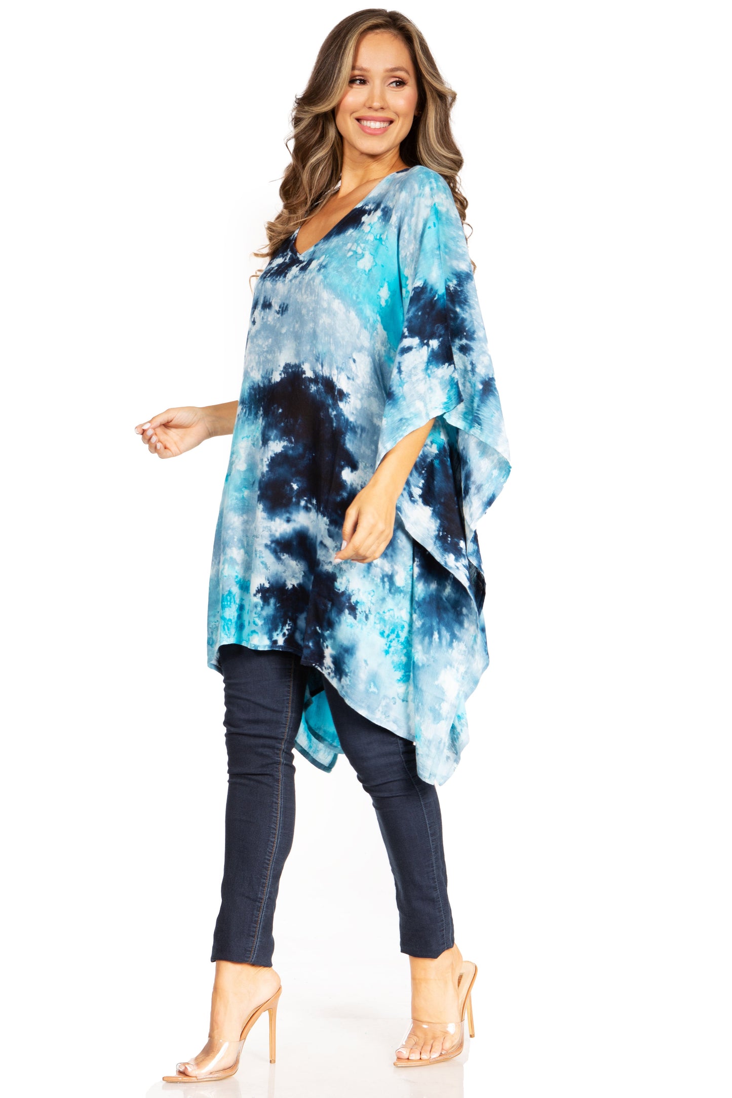 Sakkas Adalwin Second TieDye Desert Sun Circle Ponch Tunic Top Blouse W/Embroidery - Concordia Style Boutique