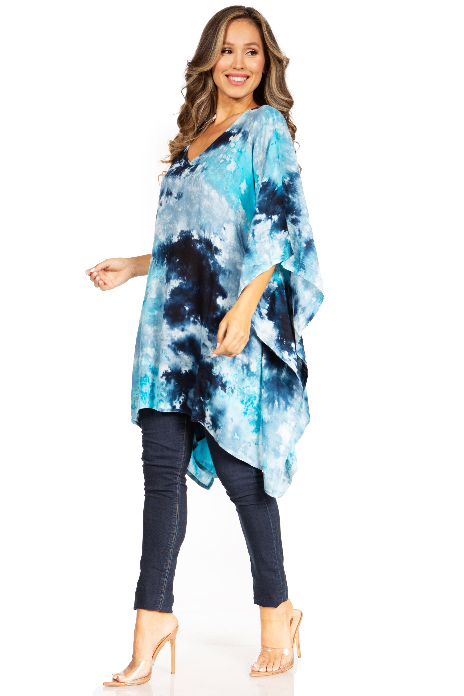 Sakkas Adalwin Second TieDye Desert Sun Circle Ponch Tunic Top Blouse W/Embroidery - Concordia Style Boutique