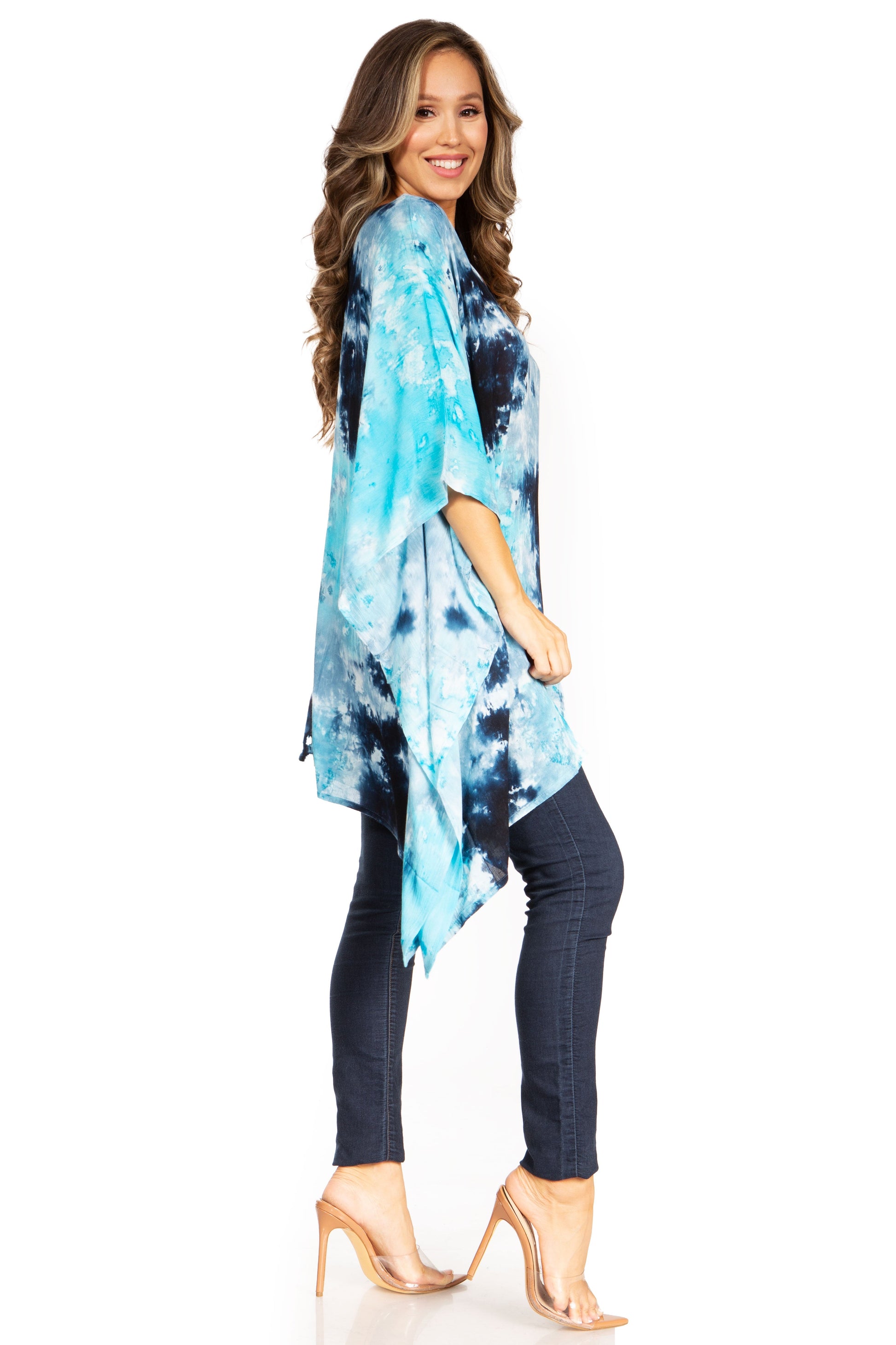 Sakkas Adalwin Second TieDye Desert Sun Circle Ponch Tunic Top Blouse W/Embroidery - Concordia Style Boutique