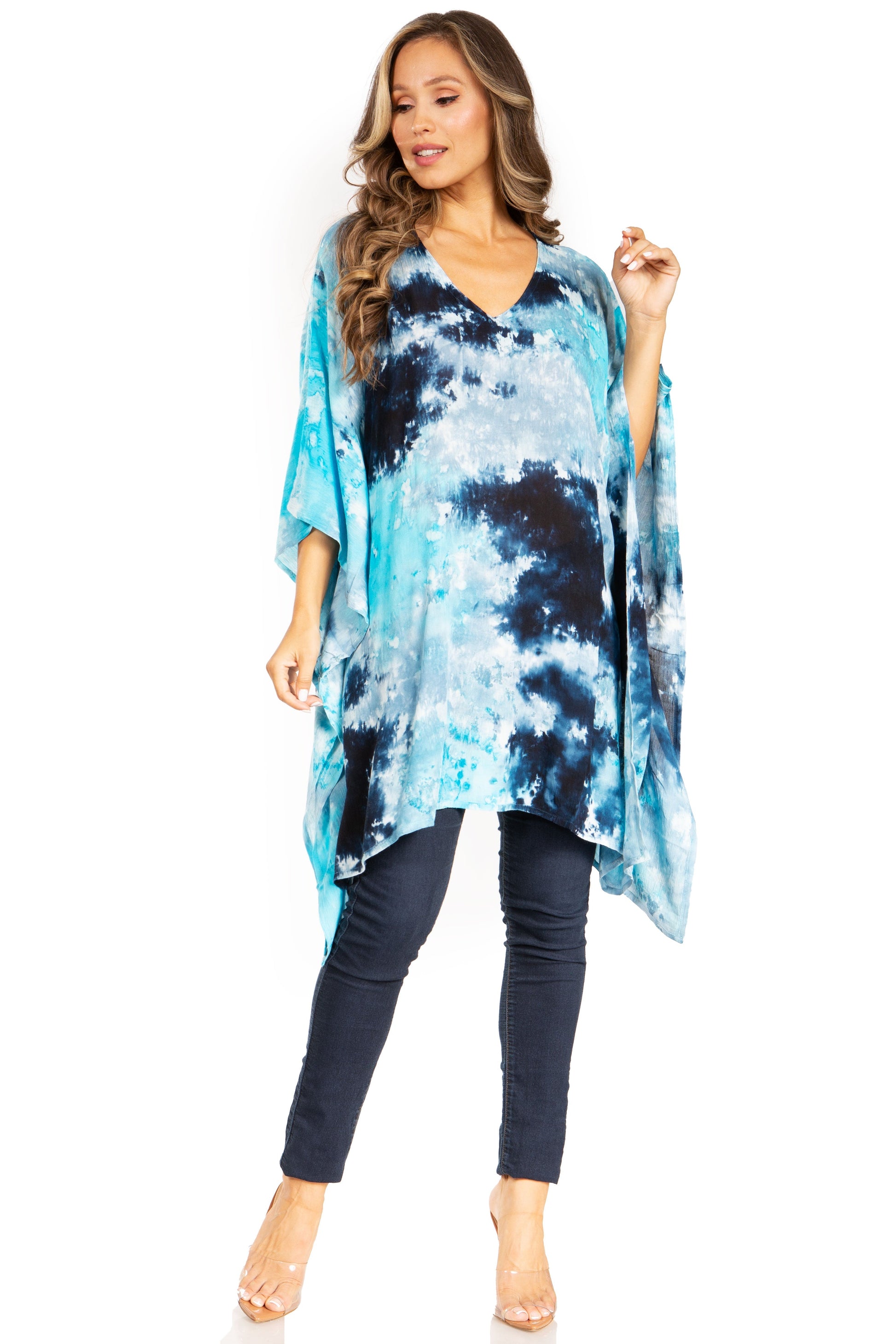 Sakkas Adalwin Second TieDye Desert Sun Circle Ponch Tunic Top Blouse W/Embroidery - Concordia Style Boutique