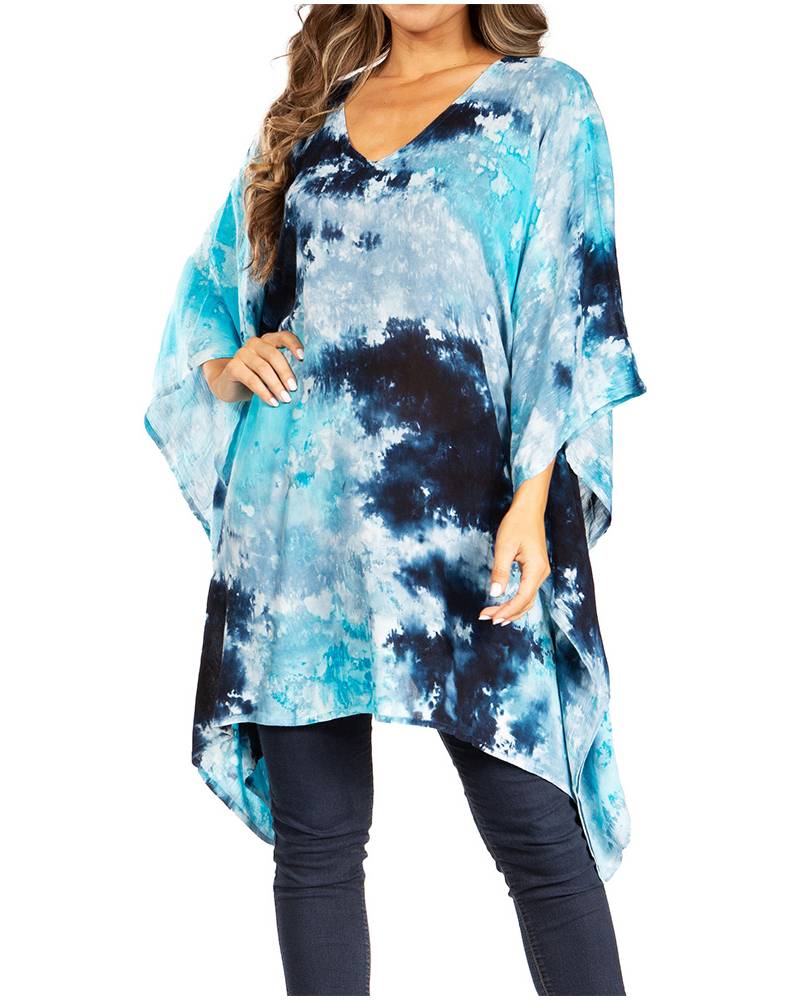 Sakkas Adalwin Second TieDye Desert Sun Circle Ponch Tunic Top Blouse W/Embroidery - Concordia Style Boutique